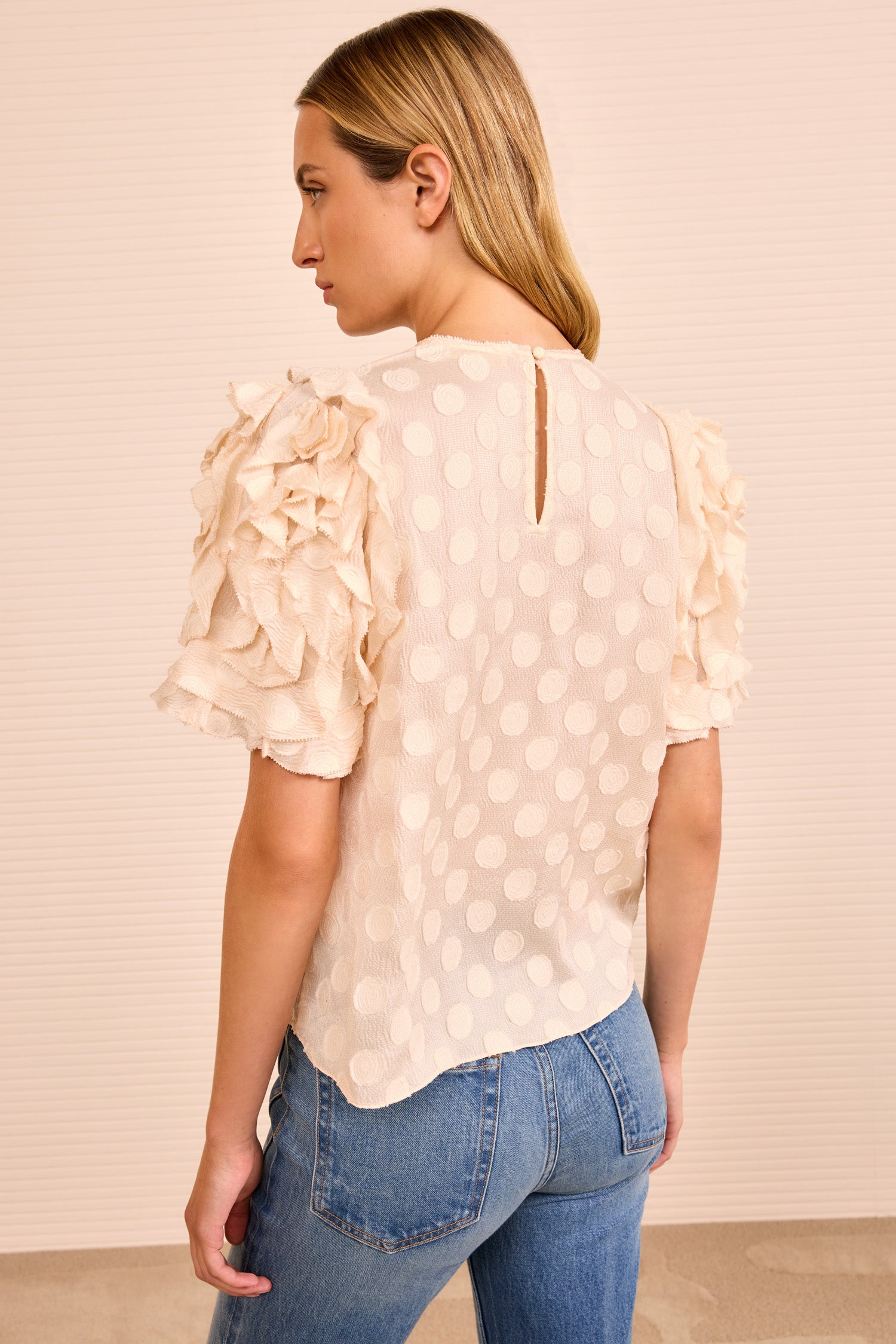 Opal Puff Sleeve Top - Conch