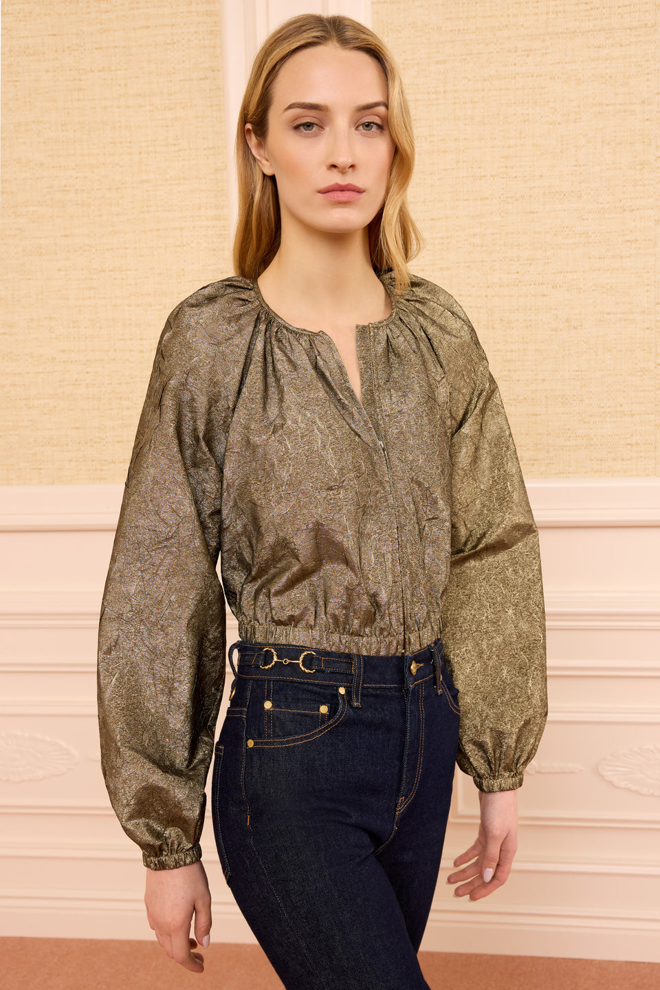 Orielle Taffeta Bomber Jacket - Light Gold