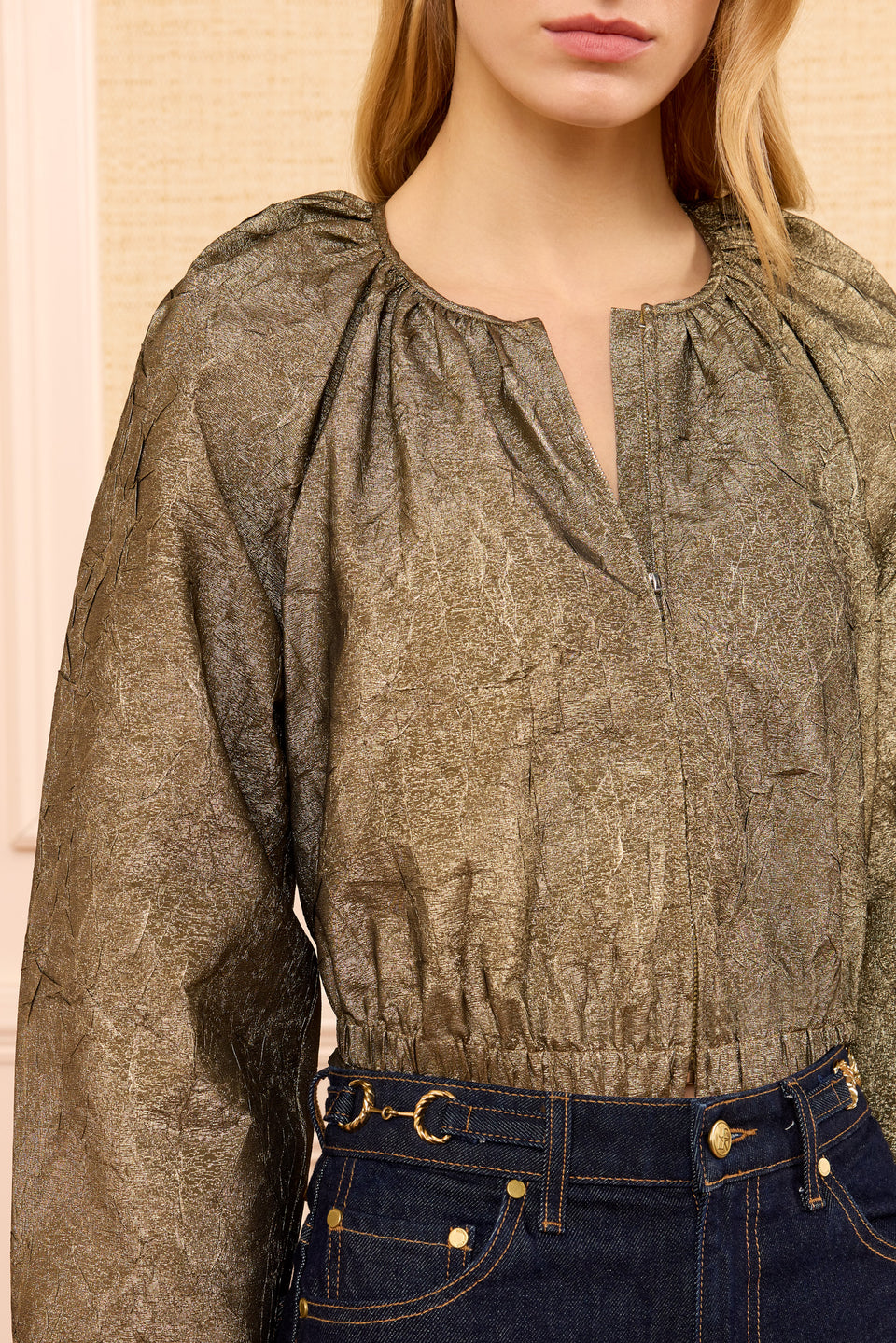 Orielle Taffeta Bomber Jacket - Light Gold