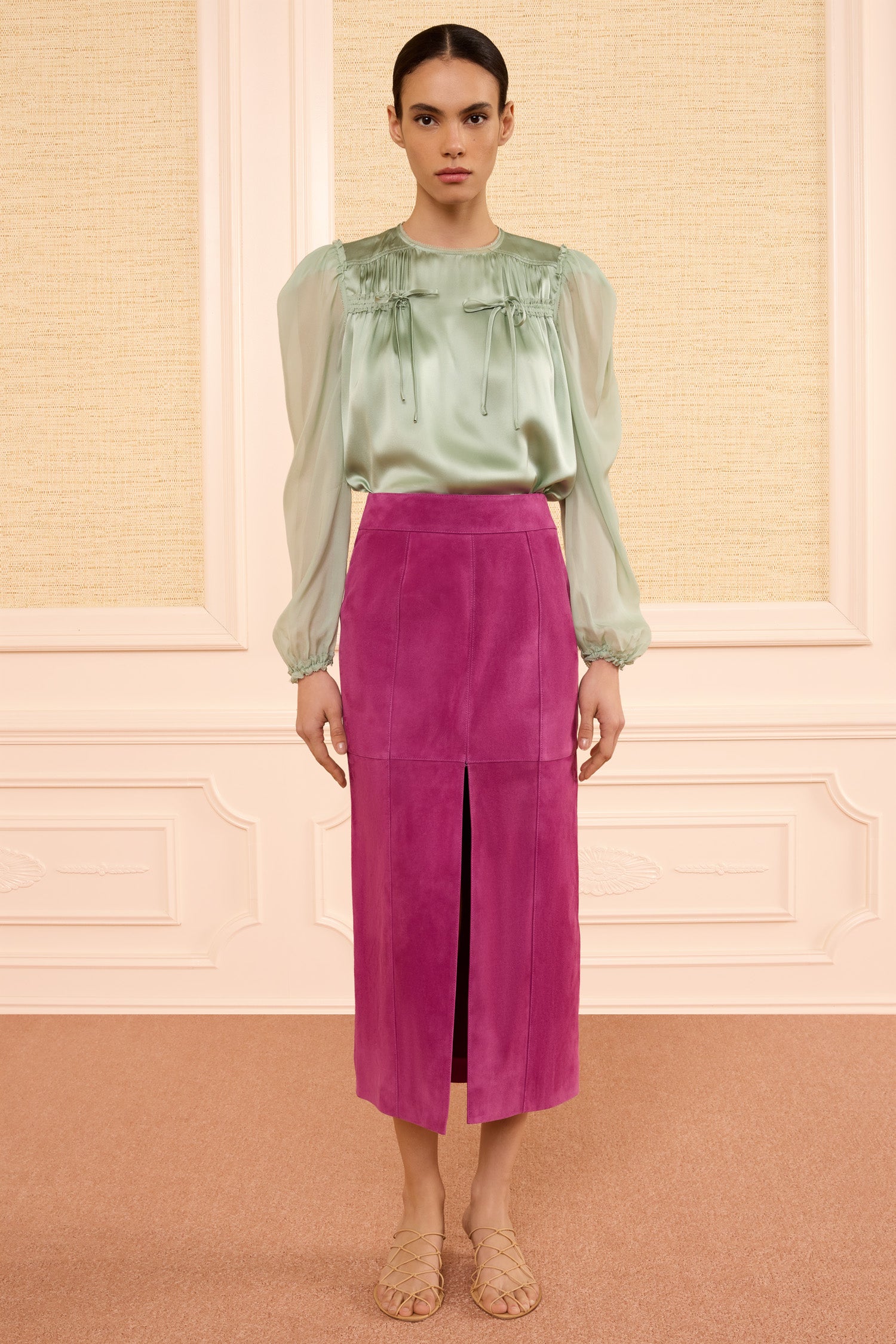 Ulla Johnson Orion Suede Pencil Skirt - Iris