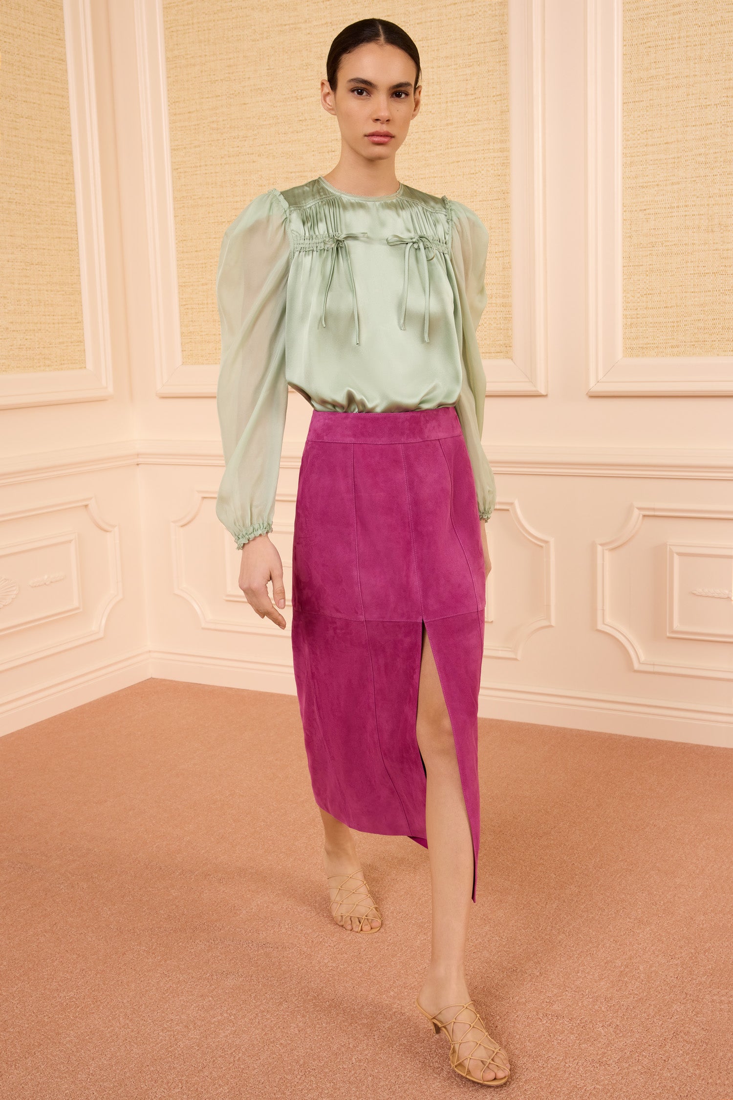 Ulla Johnson Orion Suede Pencil Skirt - Iris
