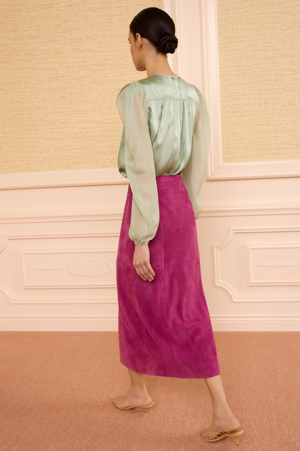 Orion Suede Pencil Skirt - Iris