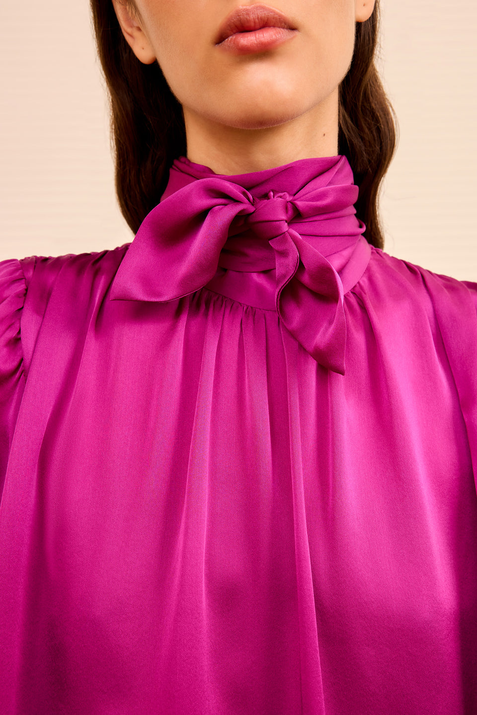 Ornament Tie Neck Blouse - Mulberry