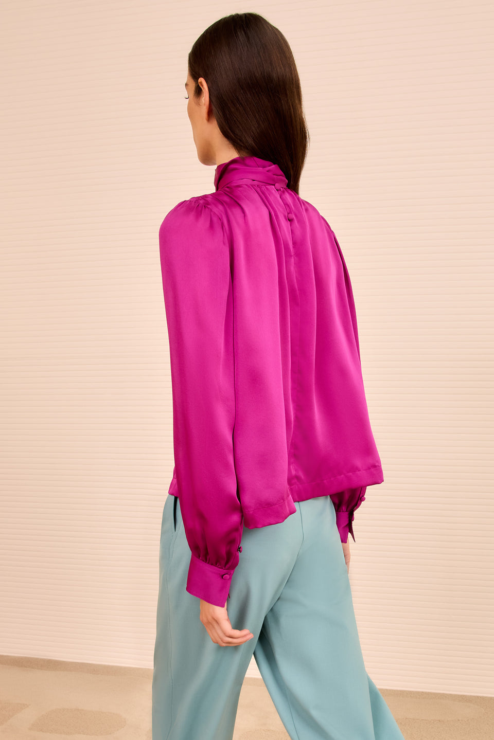 Ornament Tie Neck Blouse - Mulberry