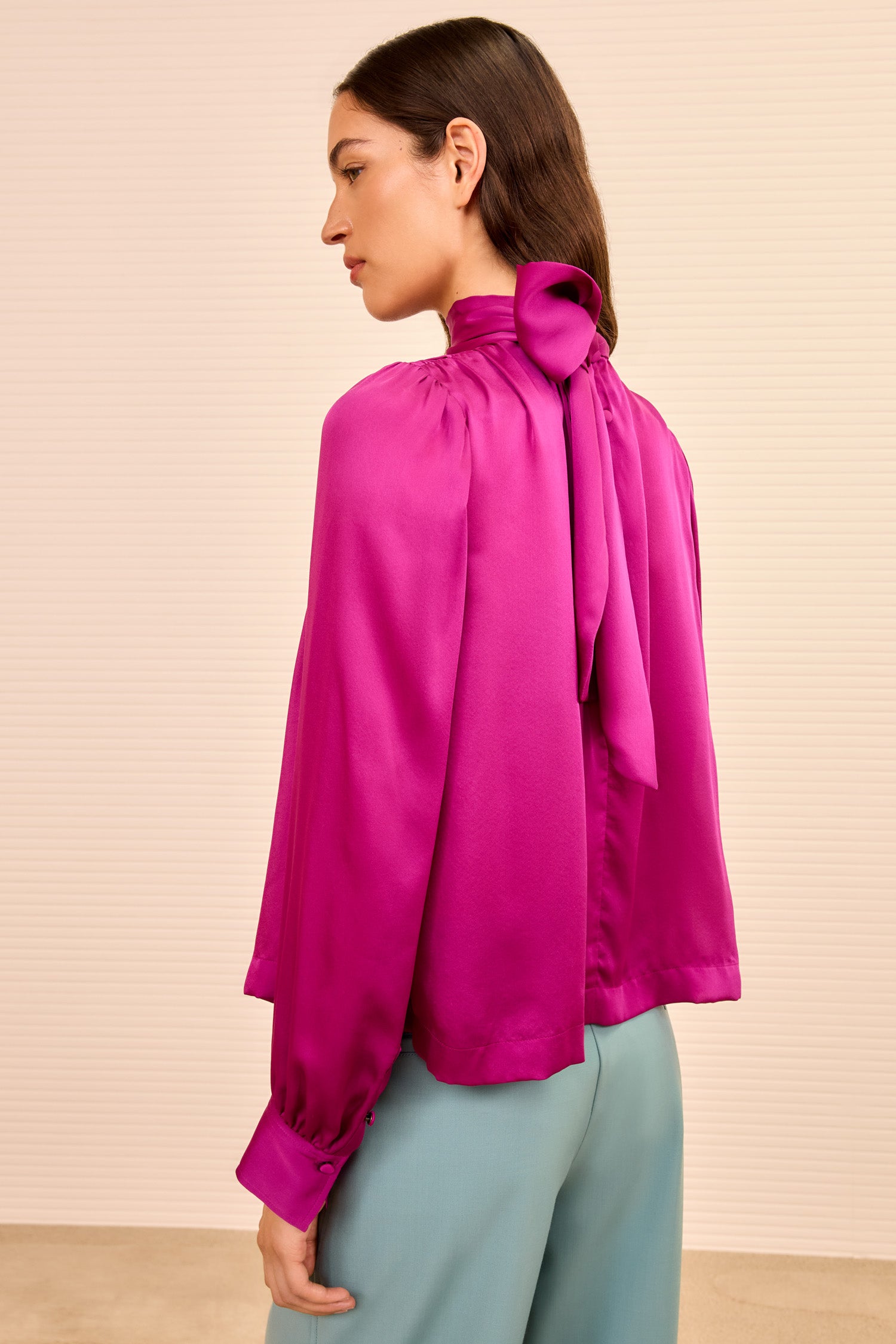 Ornament Tie Neck Blouse - Mulberry