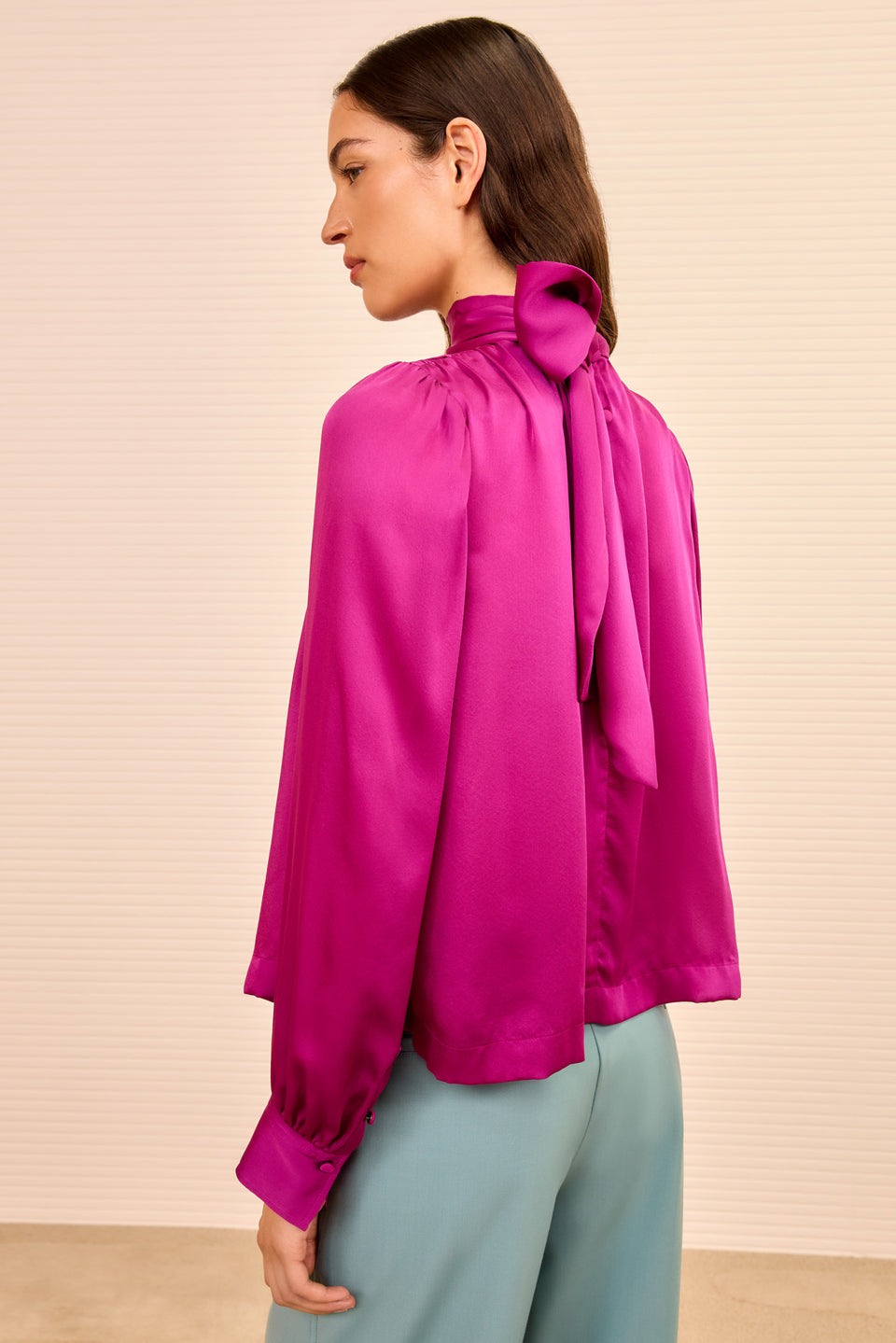 Ornament Tie Neck Blouse - Mulberry