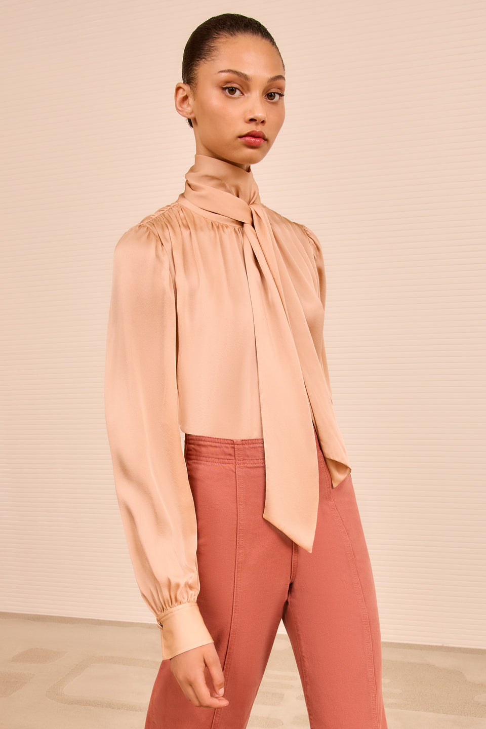 Ornament Tie Neck Blouse - Sand