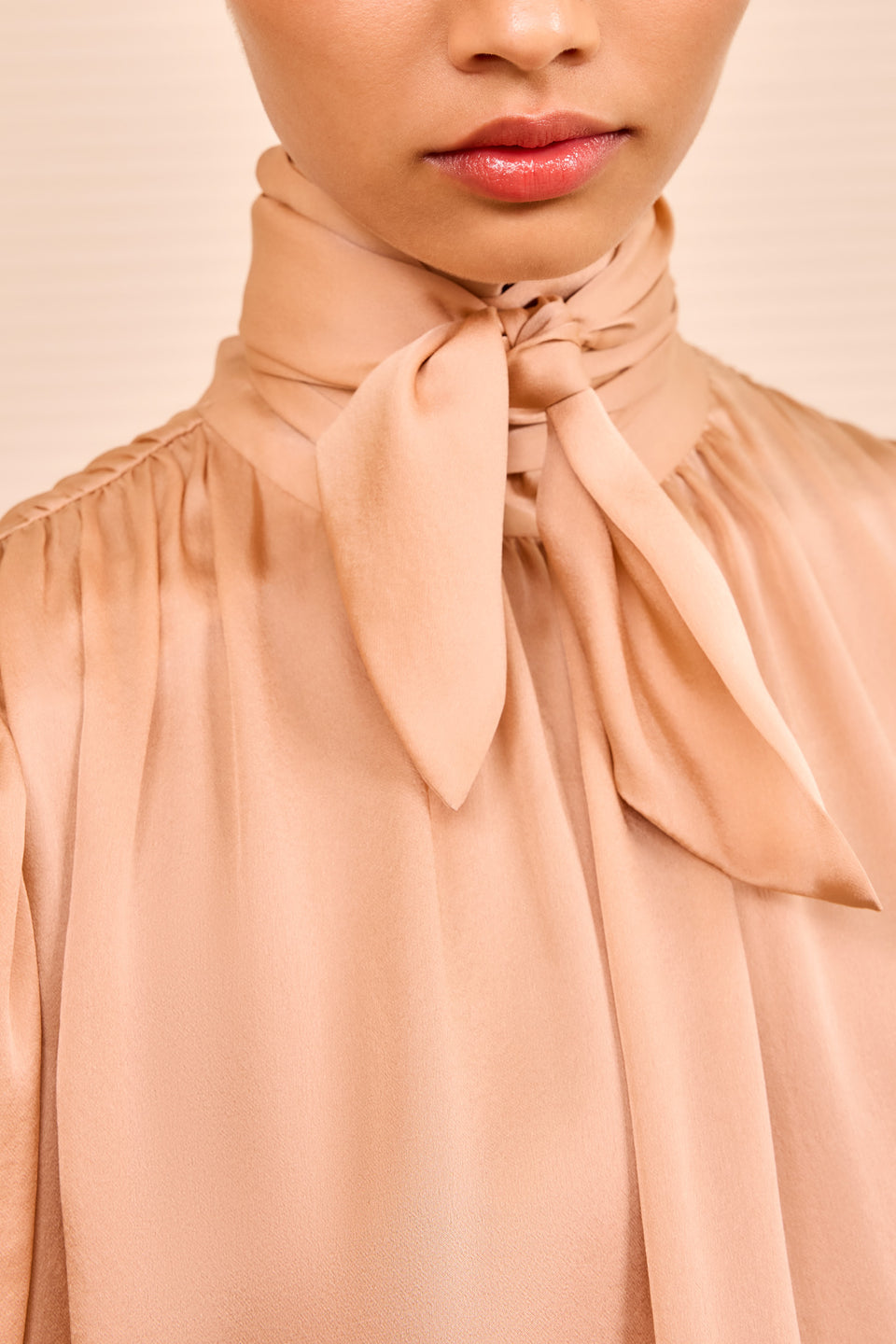 Ornament Tie Neck Blouse - Sand