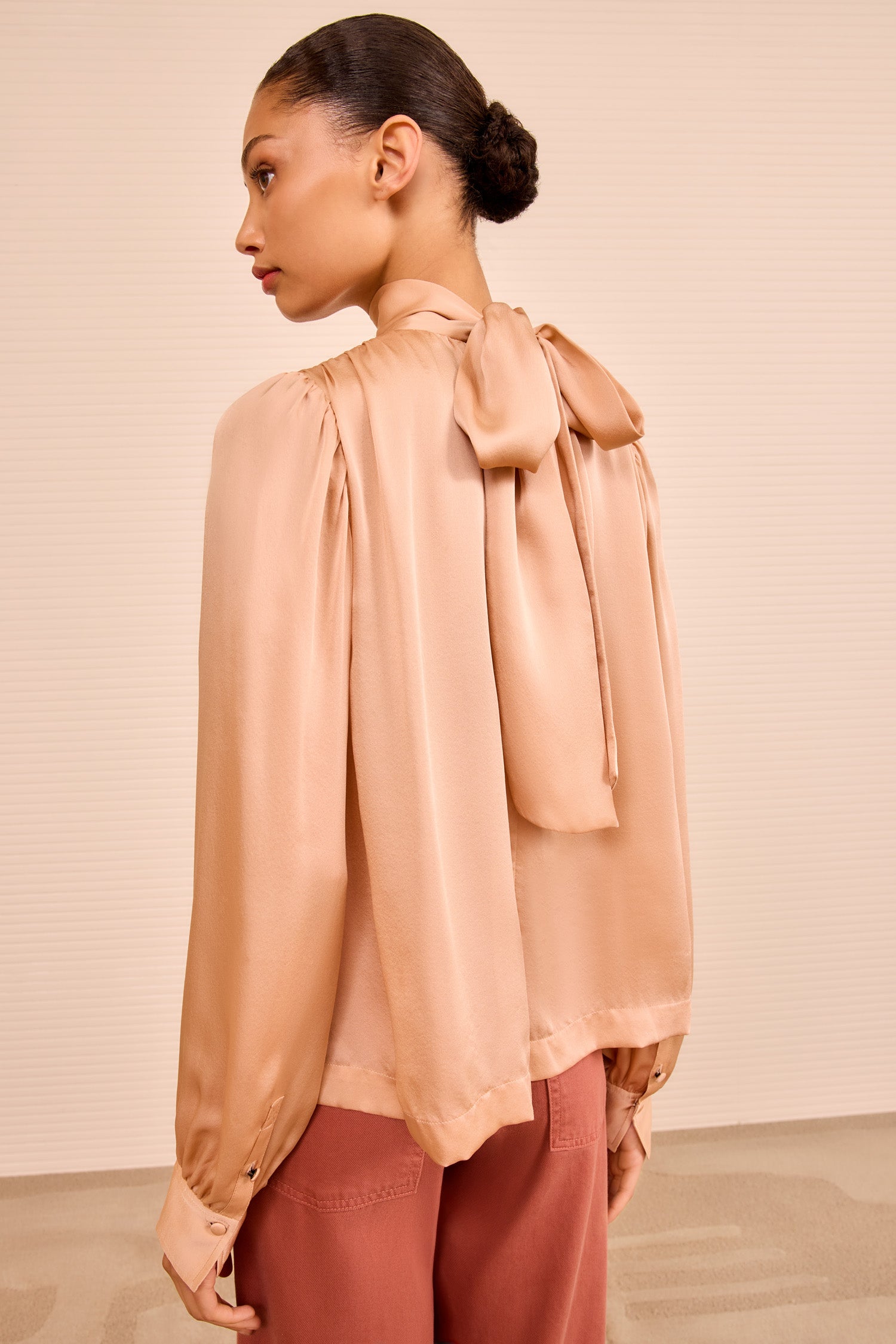 Ornament Tie Neck Blouse - Sand