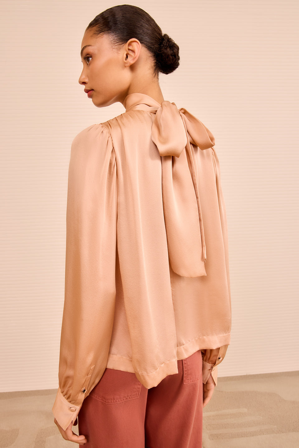 Ornament Tie Neck Blouse - Sand