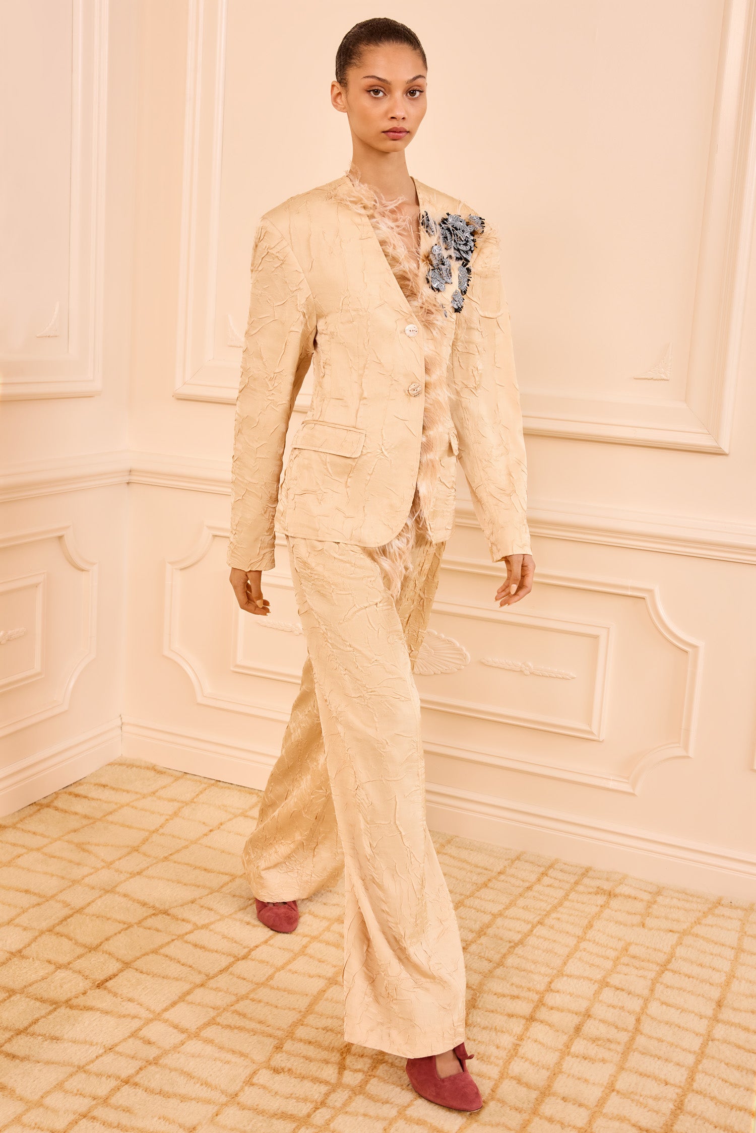 Ulla Johnson Otto Satin Jacket with Embroidery - Driftwood