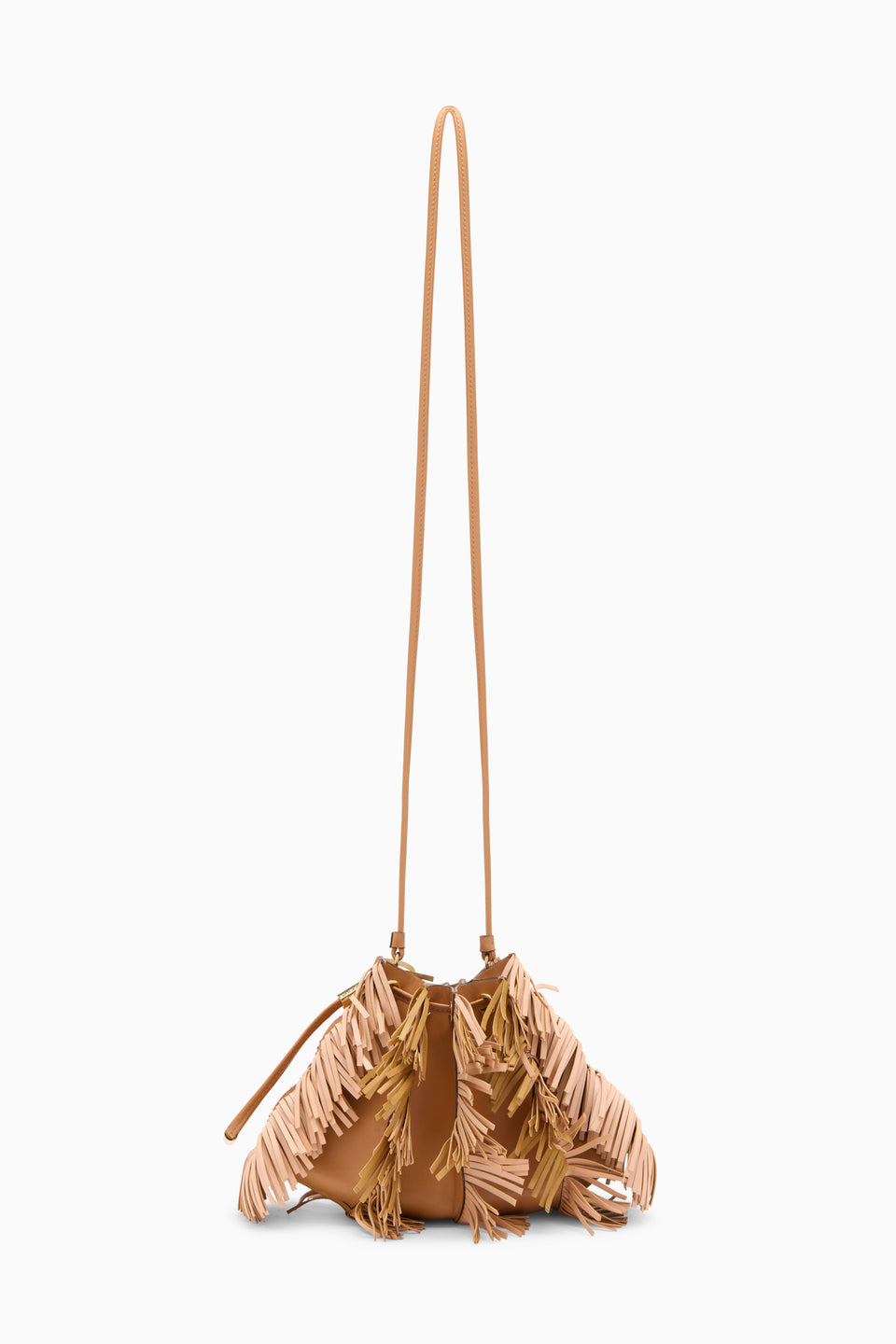 Adria Pleated Wave Mini Crossbody - Almond Fringe