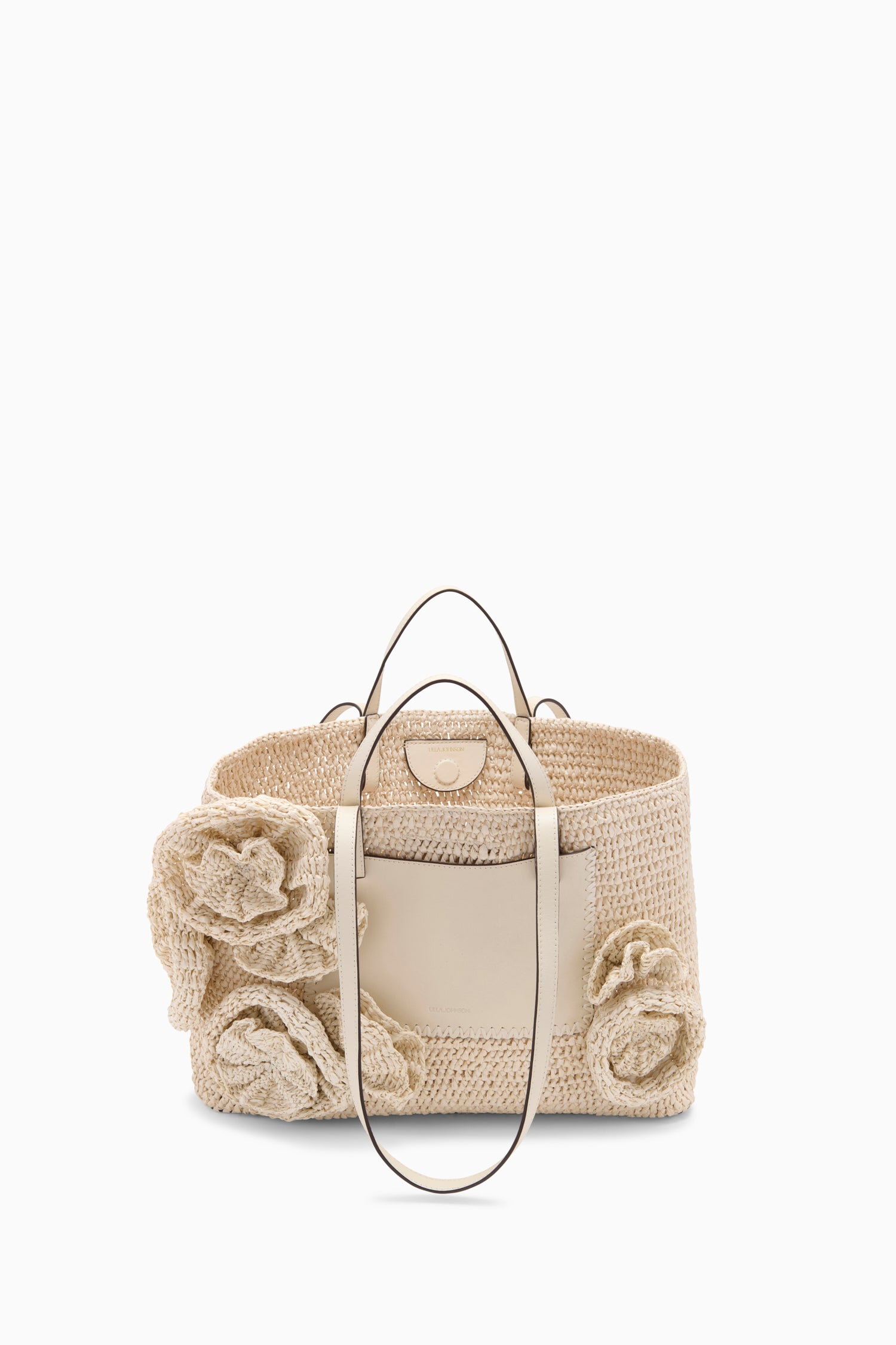 Lali Floral Raffia Tote - Cowrie