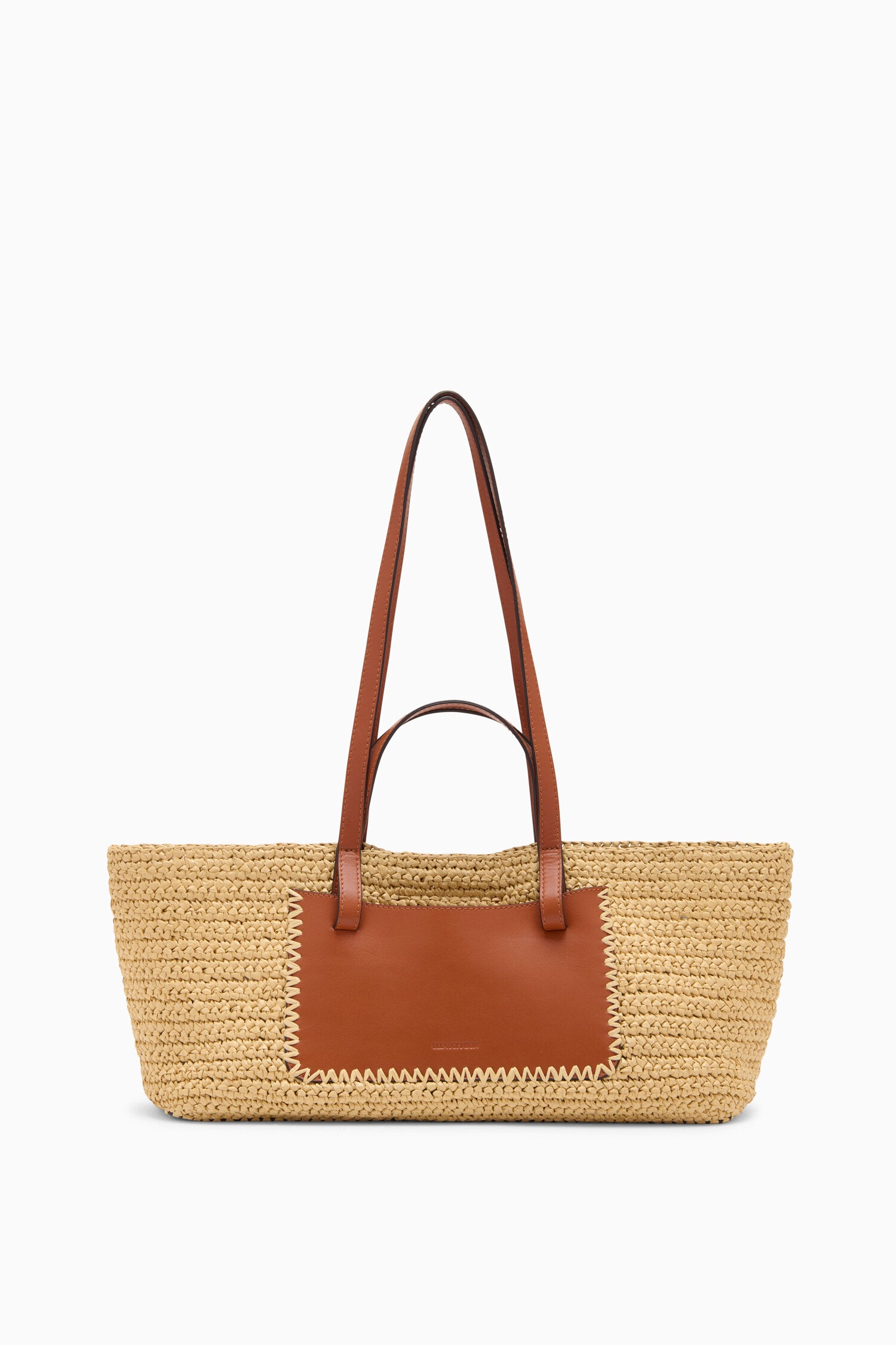Lali Medium E/W Tote - Natural Hand-Woven Raffia Bag with Floral