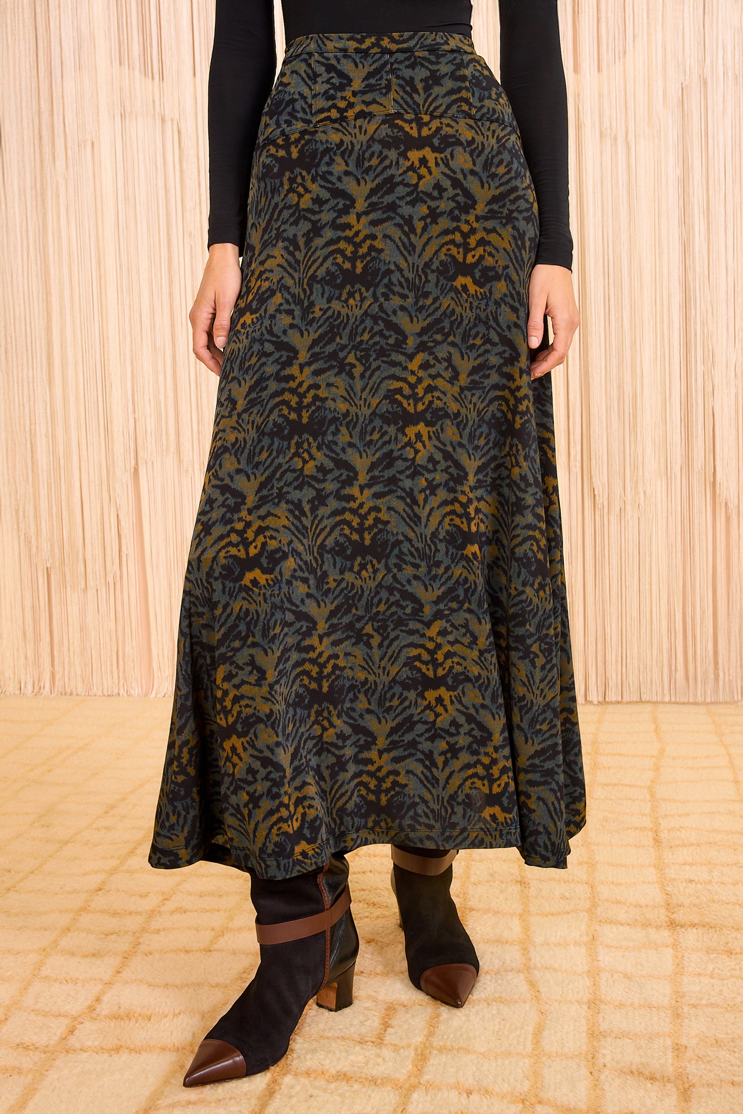 Paola Jersey High Waist Midi Skirt - Desert Jasper