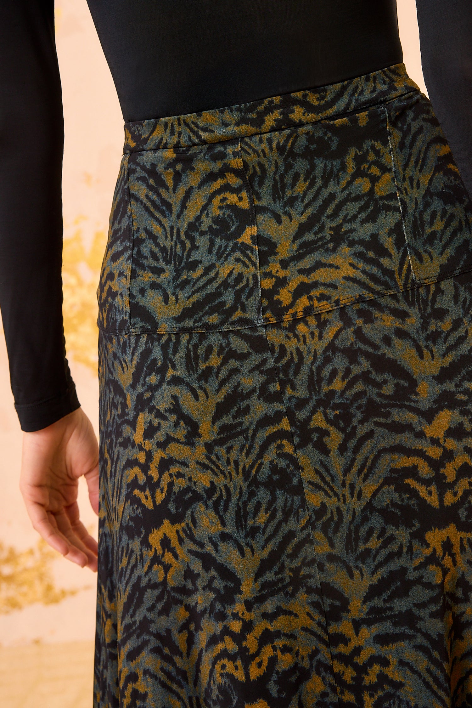 Paola Jersey High Waist Midi Skirt - Desert Jasper