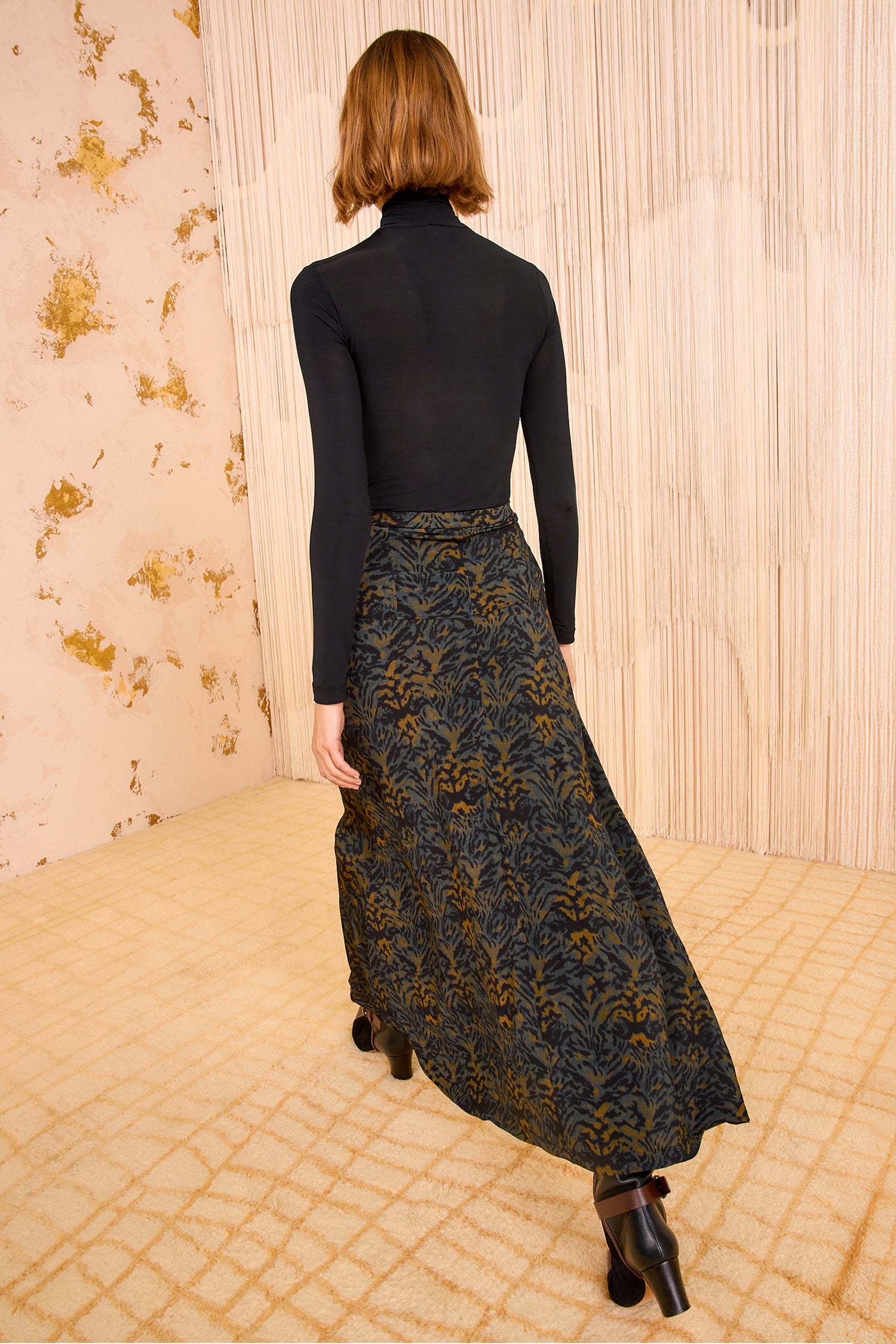 Paola Jersey High Waist Midi Skirt - Desert Jasper