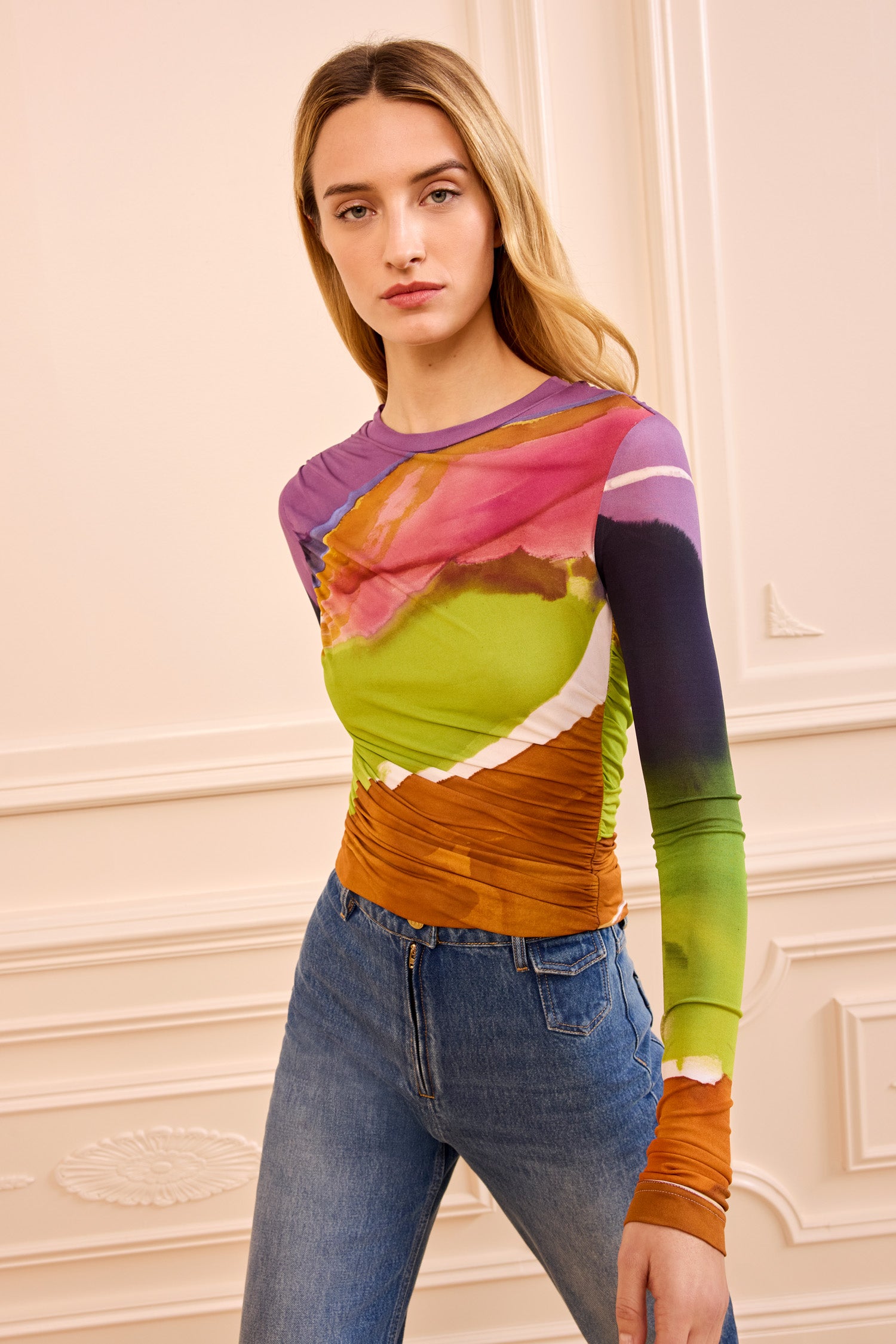 Ulla Johnson Paradis Ruched Jersey Top - Nature Abhors A Vacuum