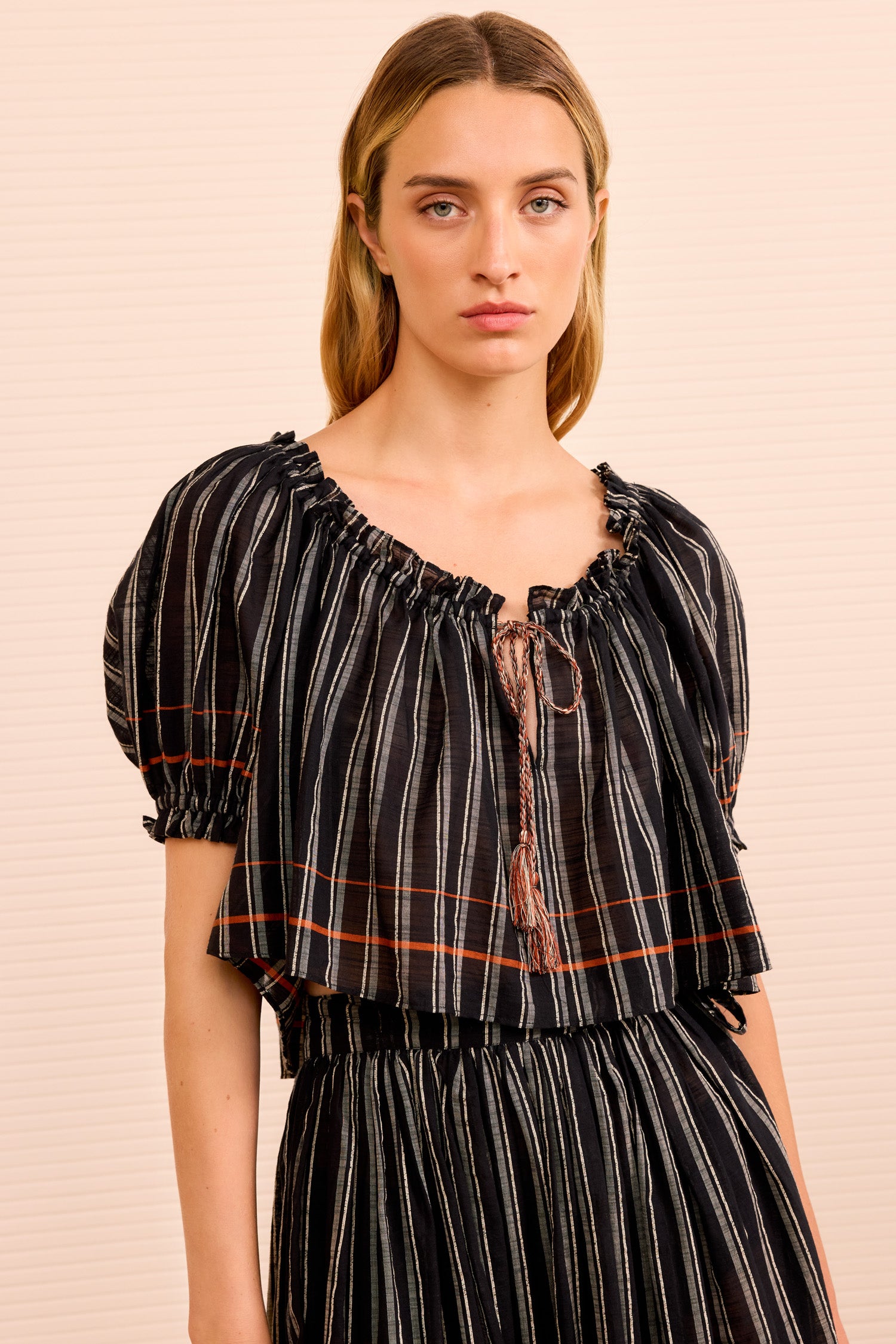 Paros Striped Top Coverup - Noir Stripe - Ulla Johnson