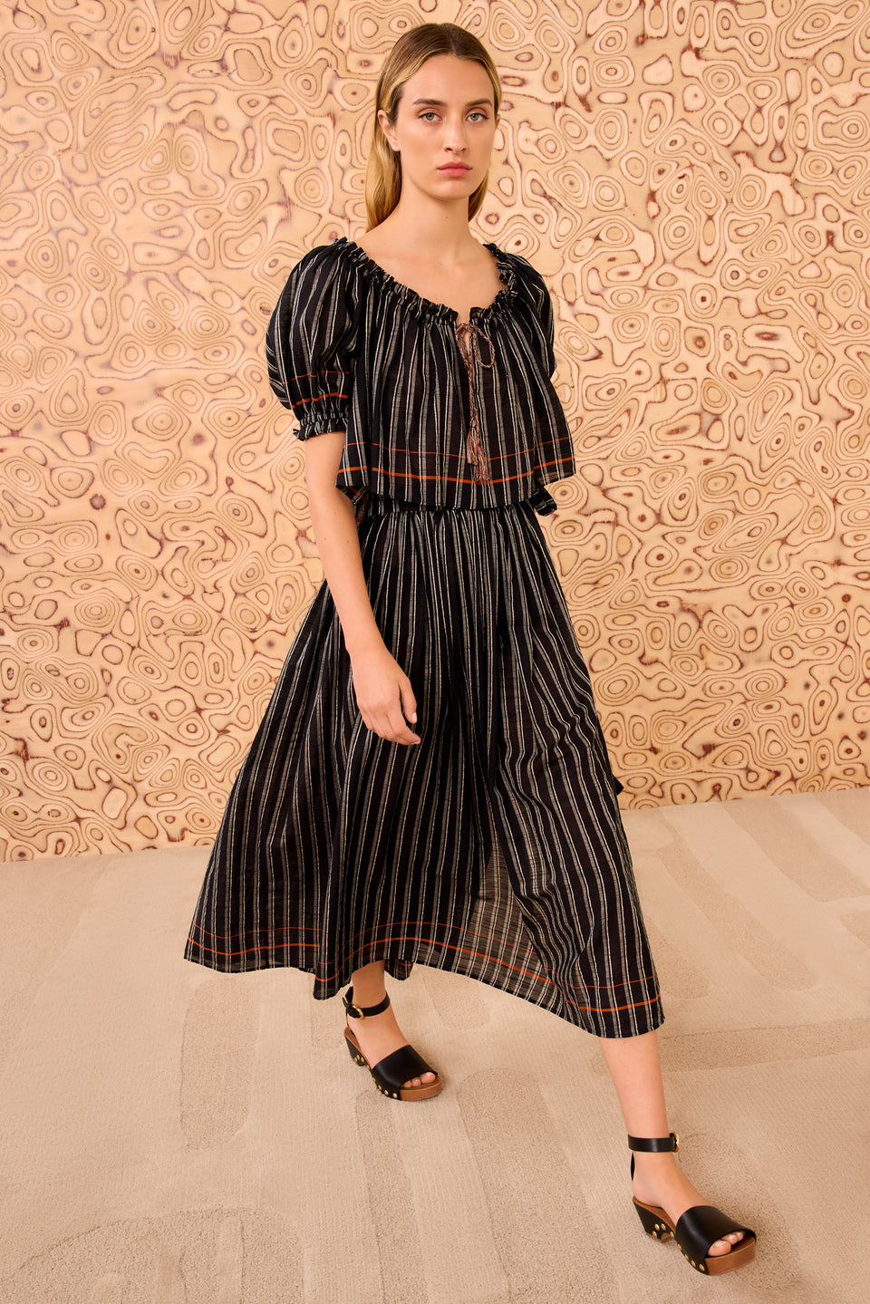 Paros Striped Top Coverup - Noir Stripe