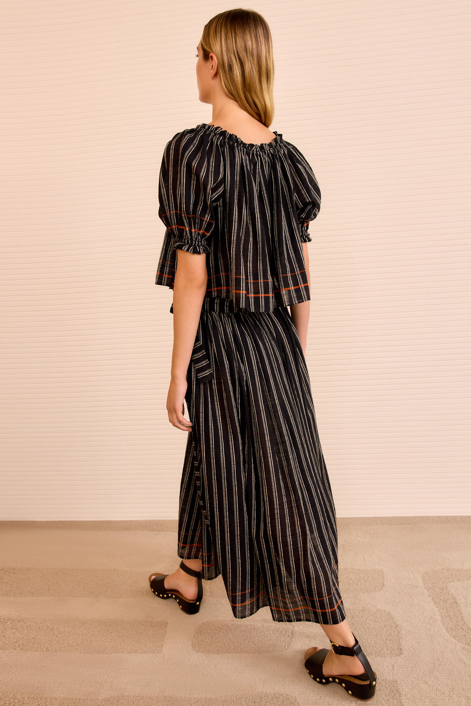 Paros Striped Top Coverup - Noir Stripe