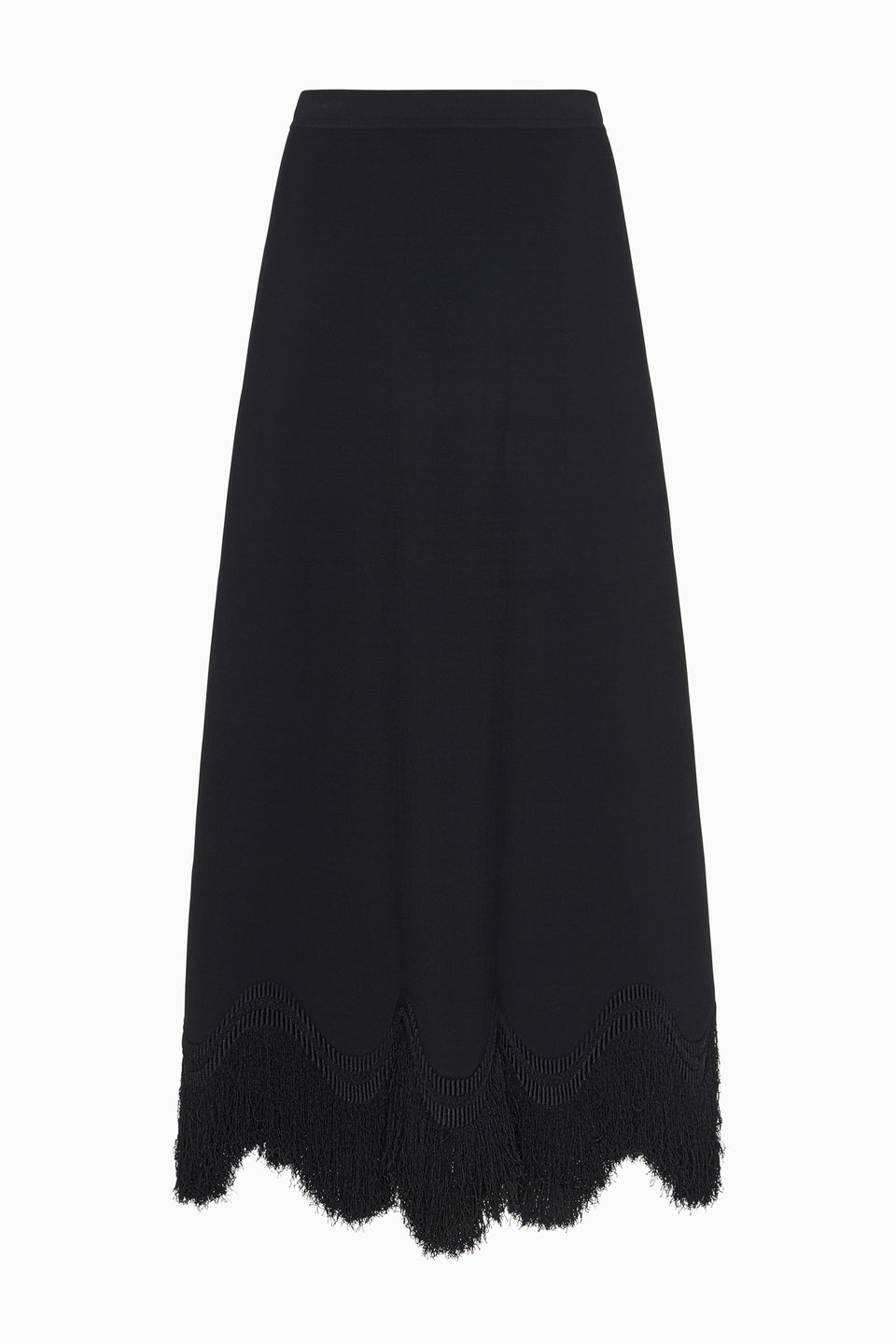 Paulina Knit Skirt with Fringe - Noir