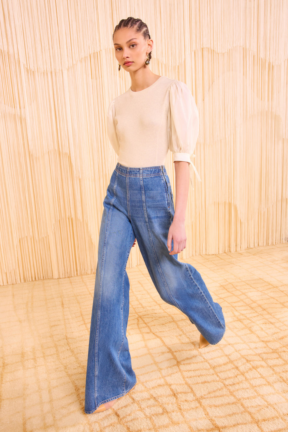 Penelope Short Sleeve Top - Ivory Melange