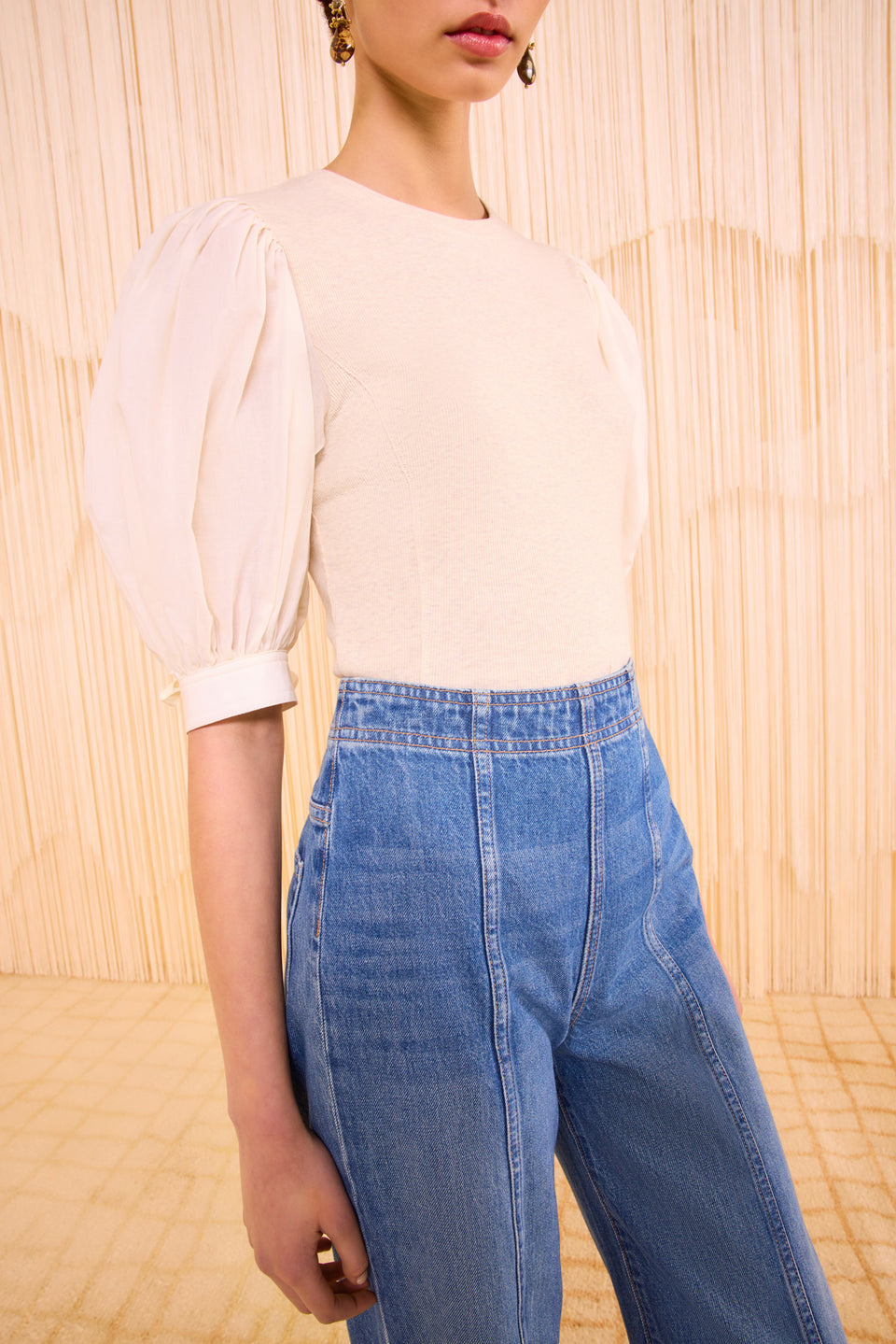 Penelope Short Sleeve Top - Ivory Melange