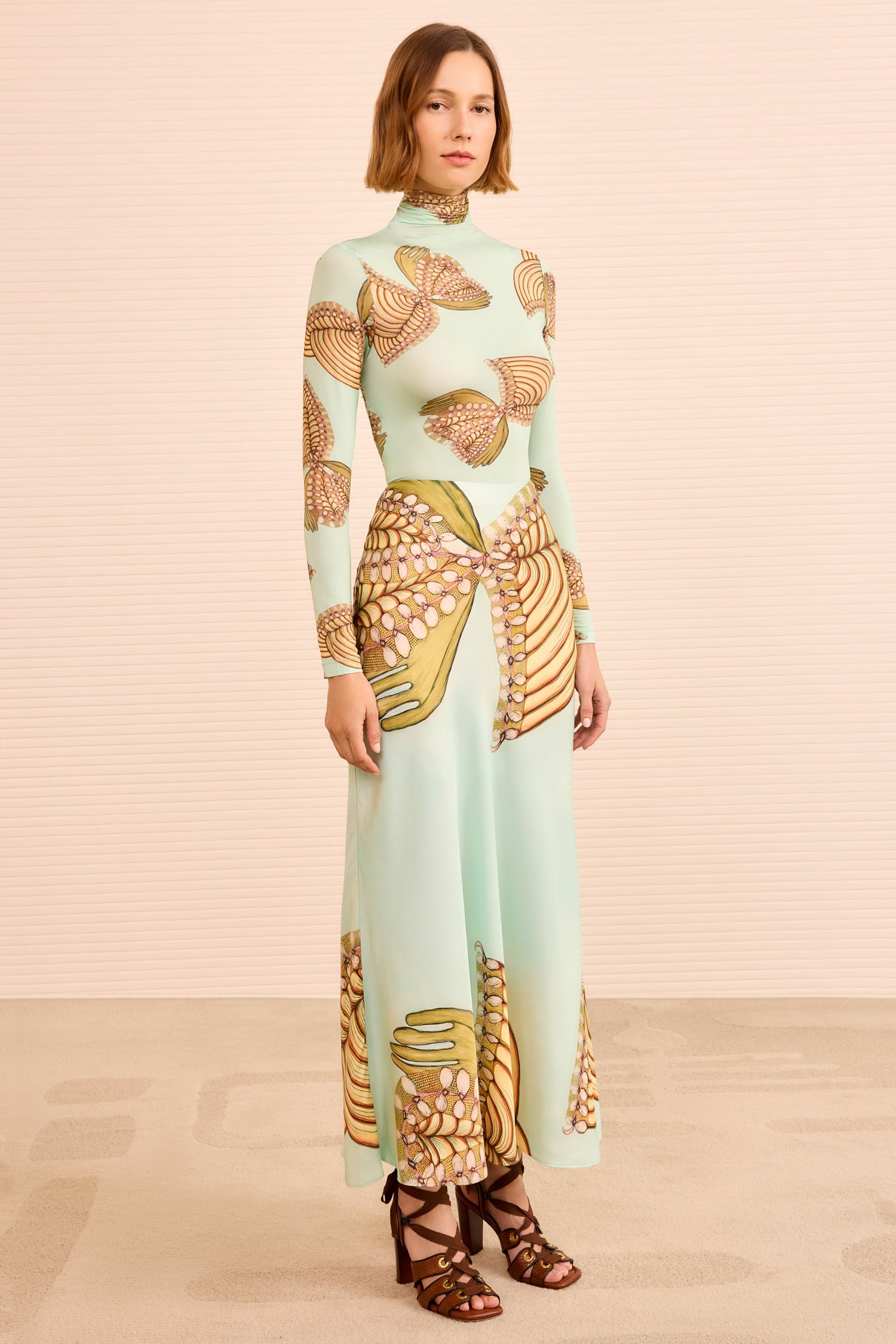 Pera Midi Slip Skirt - Water Blossoms