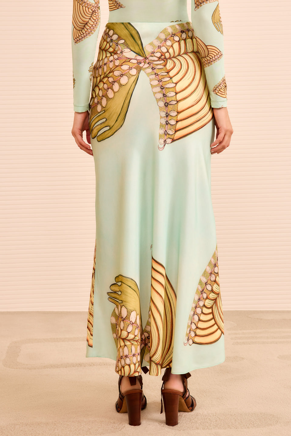 Pera Midi Slip Skirt - Water Blossoms