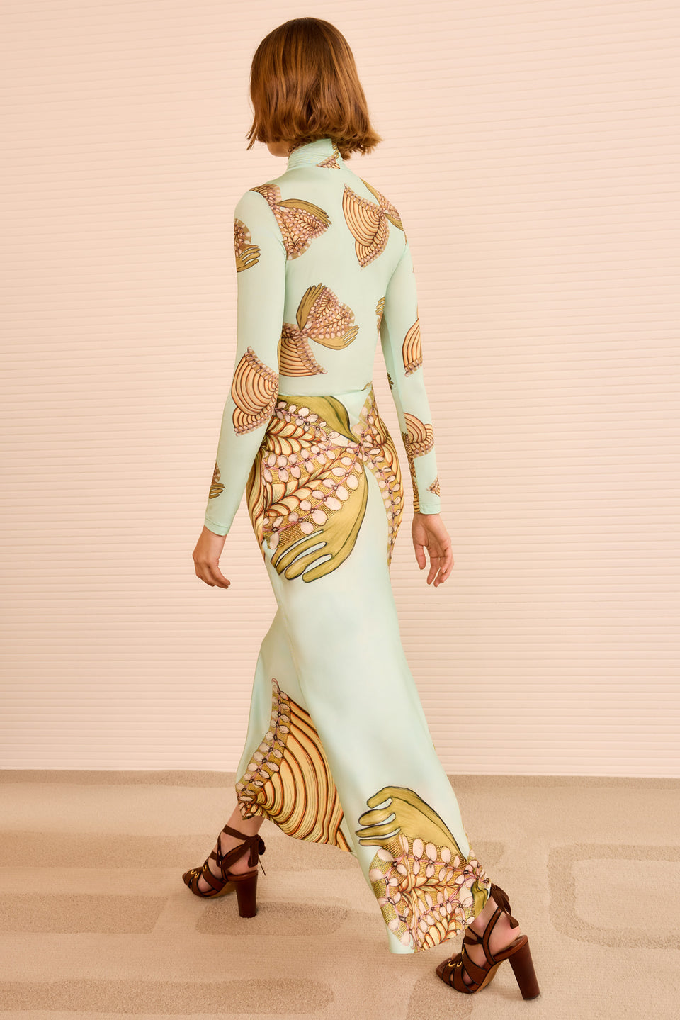 Pera Midi Slip Skirt - Water Blossoms