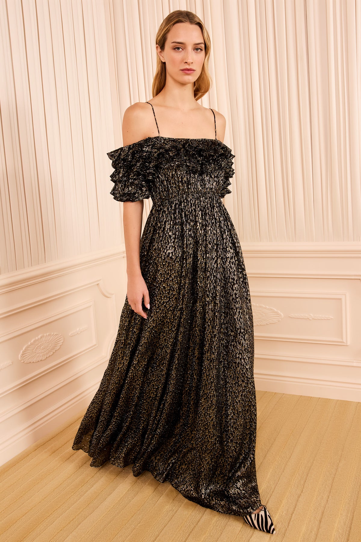 ⁣⁢Vestido largo Persephone hombros descubiertos - Noir⁤⁣