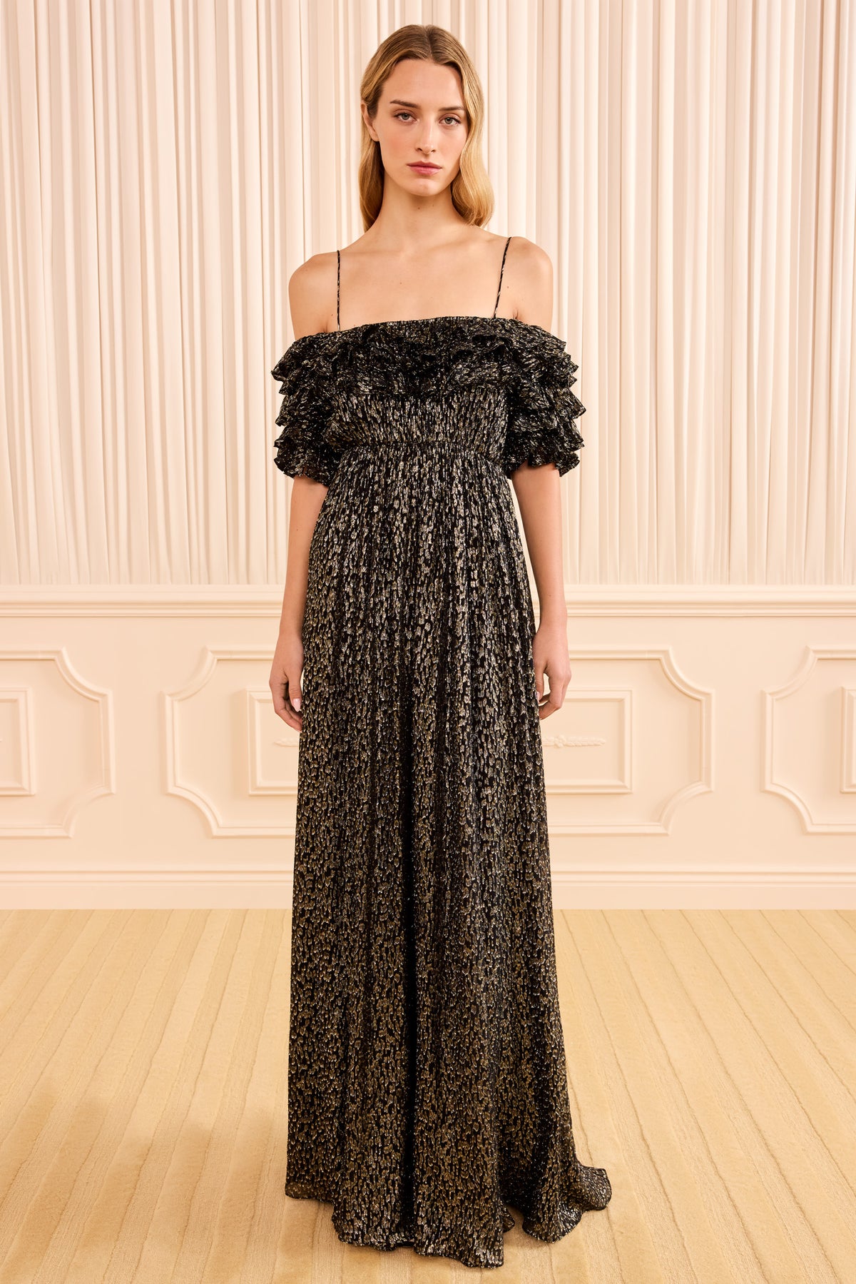 ⁣⁢Vestido largo Persephone hombros descubiertos - Noir⁤⁣
