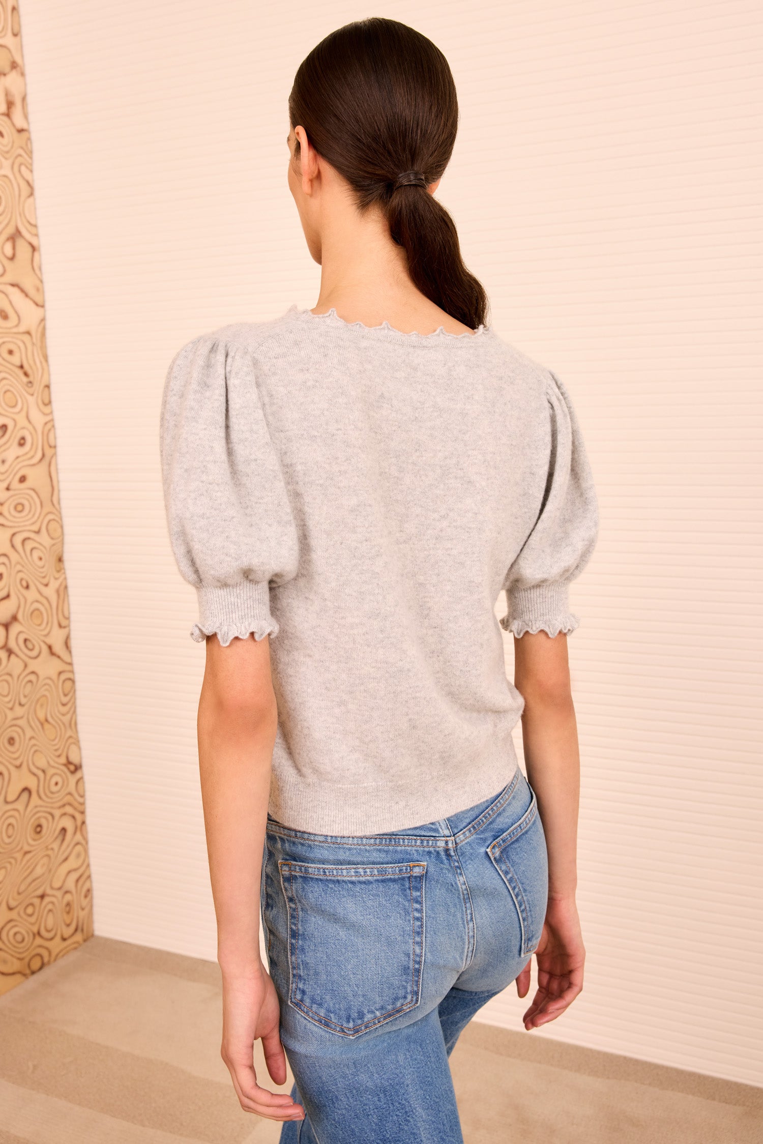 Polline Short Sleeve Top - Pebble