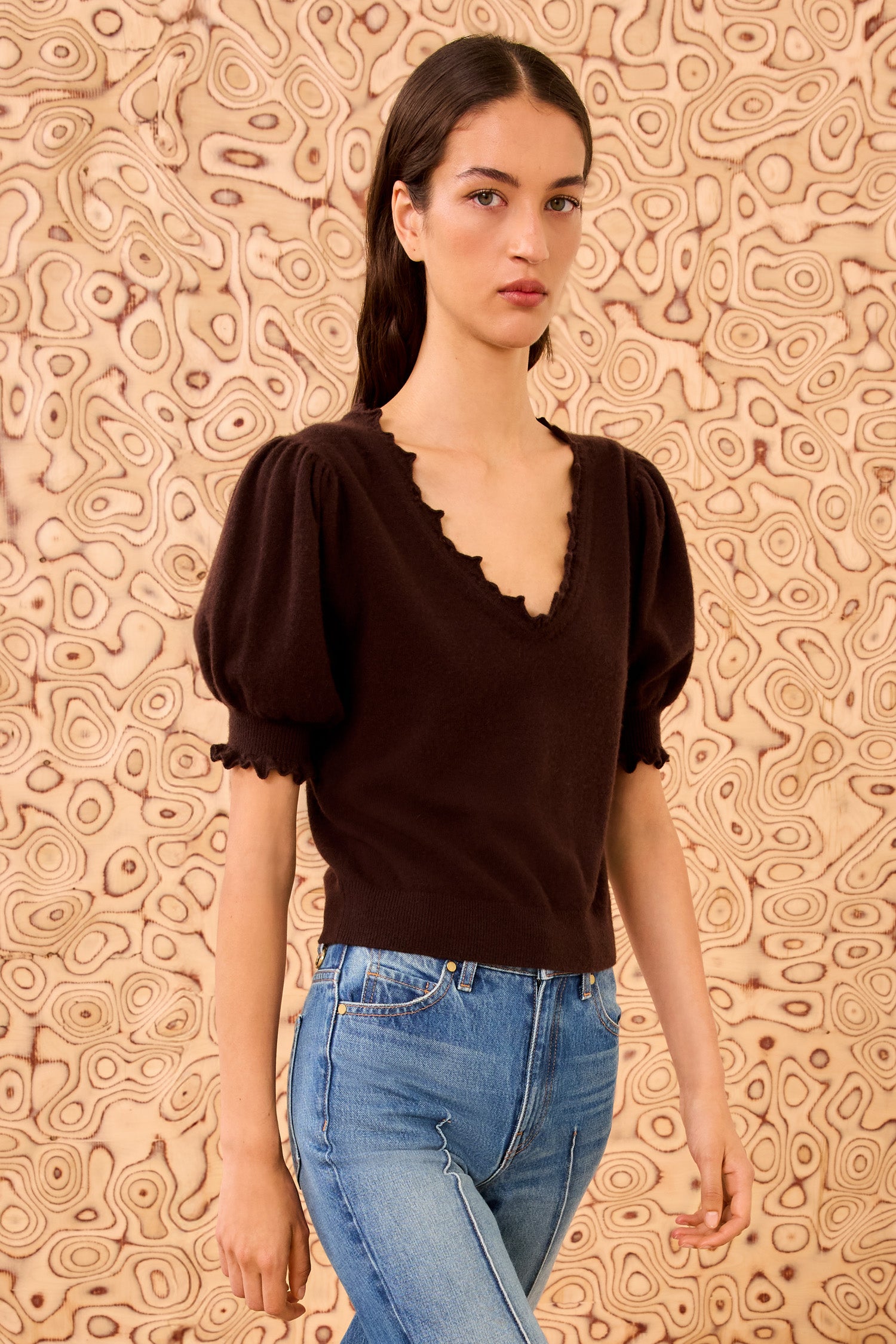 Polline Short Sleeve Top - Wenge