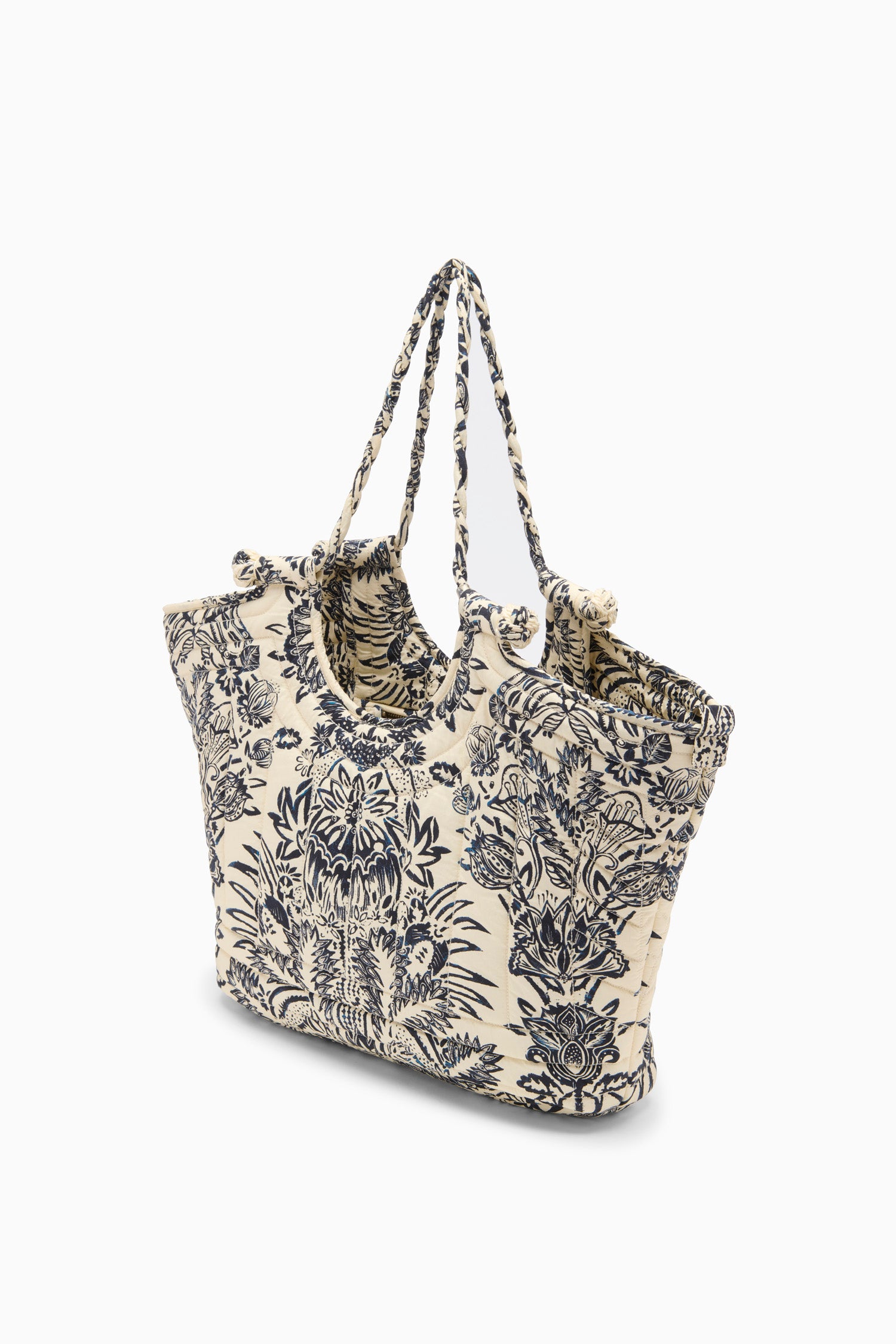 Quilted Tote - Ivory Flora