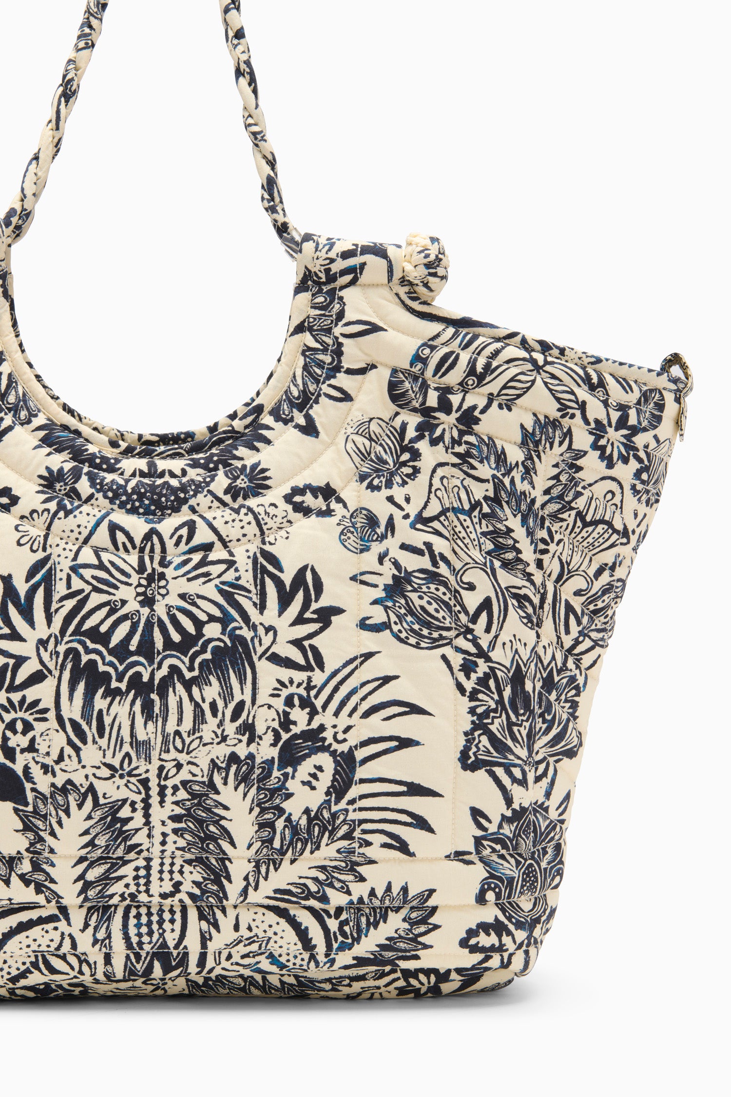 Quilted Tote - Ivory Flora