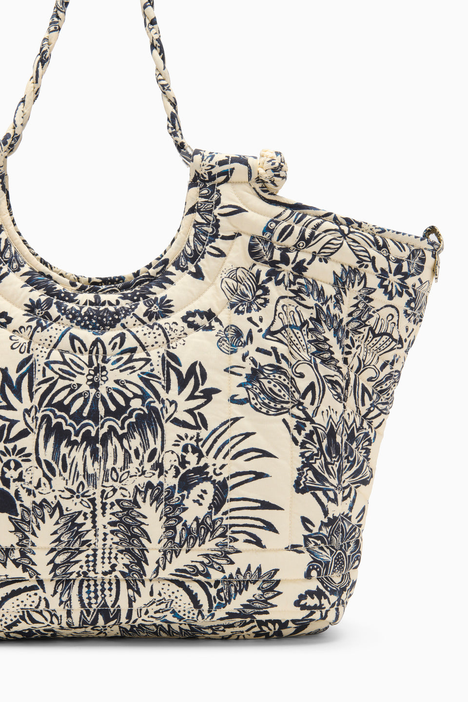 Quilted Tote - Ivory Flora