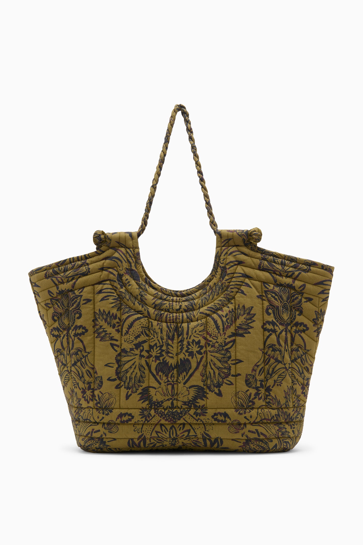 Quilted Tote - Olive Flora