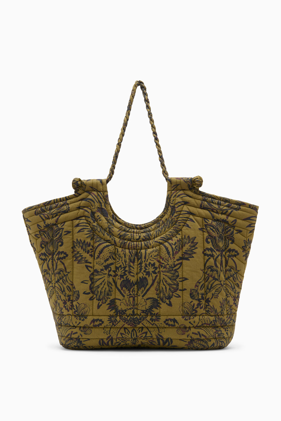 Quilted Tote - Olive Flora