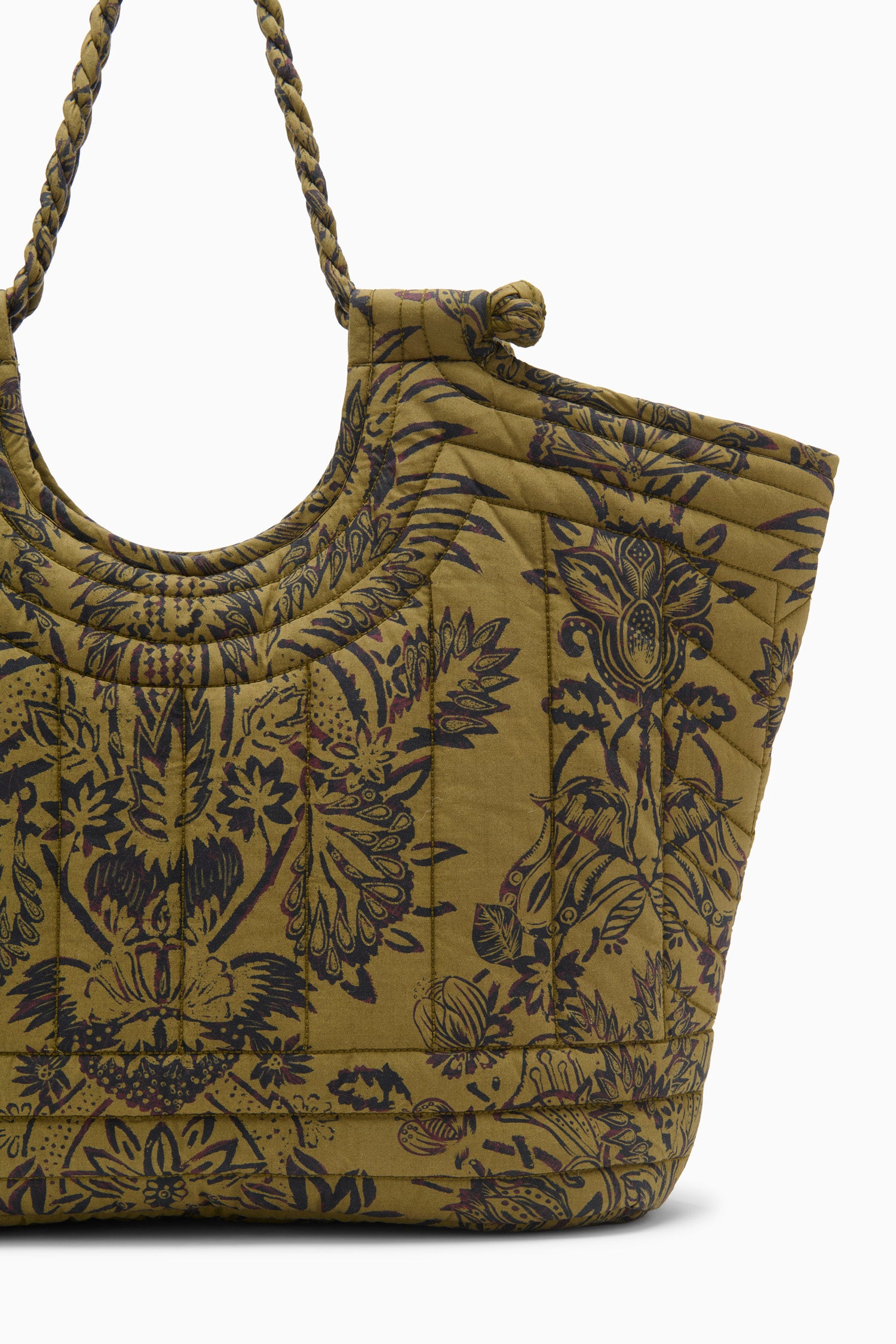 Quilted Tote - Olive Flora