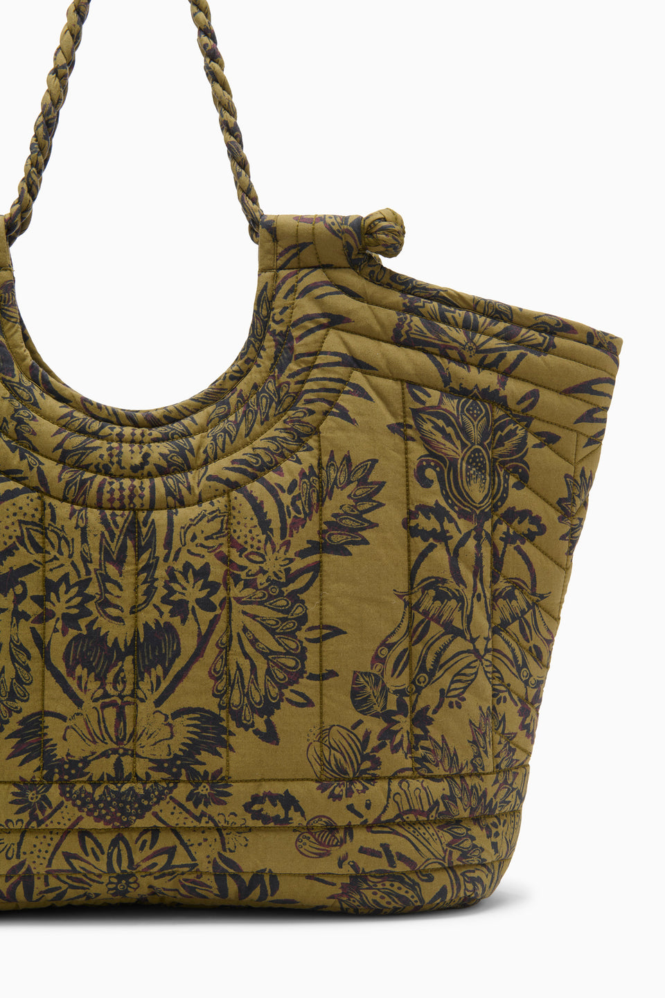 Quilted Tote - Olive Flora