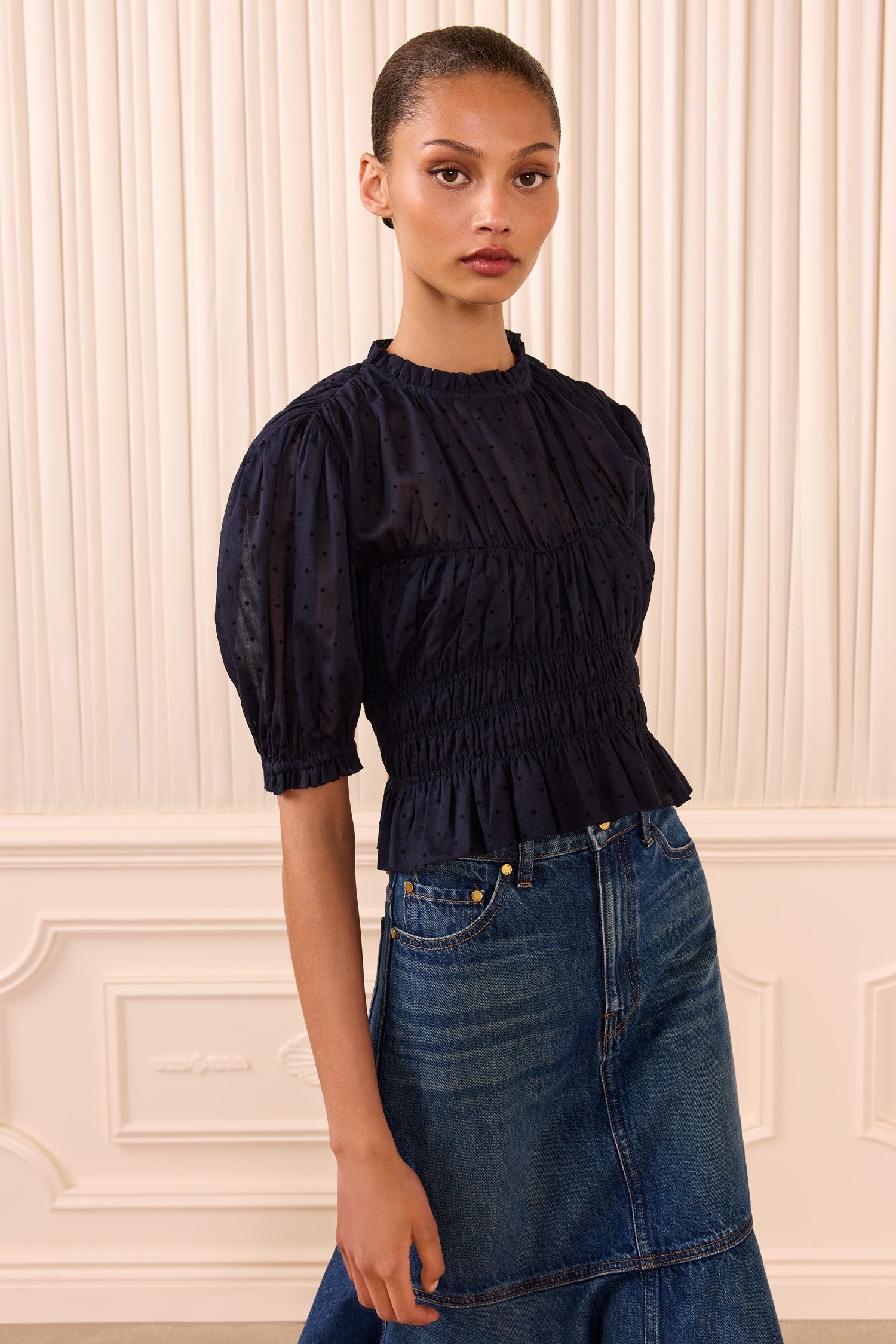 Rae Short Sleeve Cotton Top - Nightfall