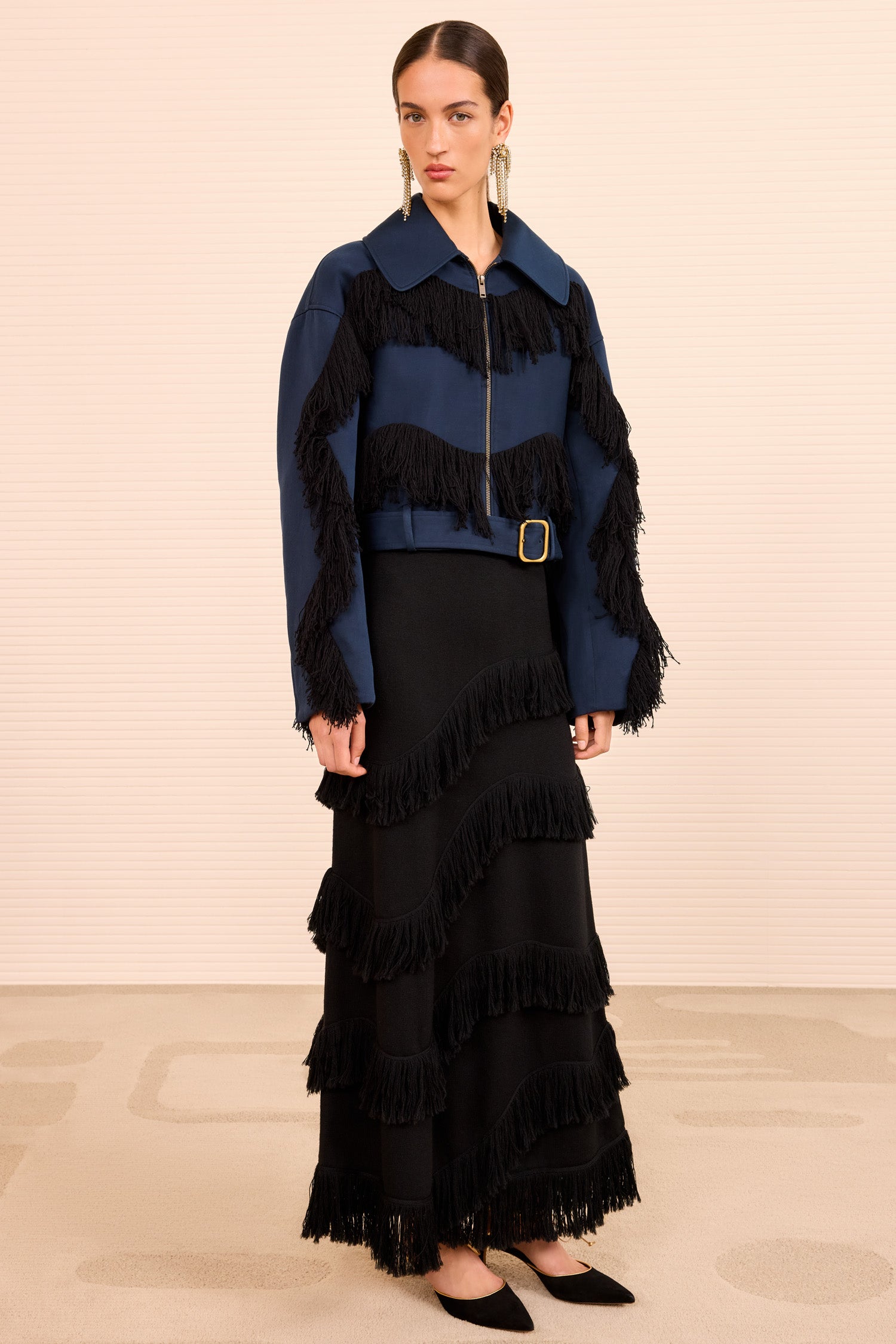 Raffela Cropped Fringe Jacket - Nuit - Ulla Johnson
