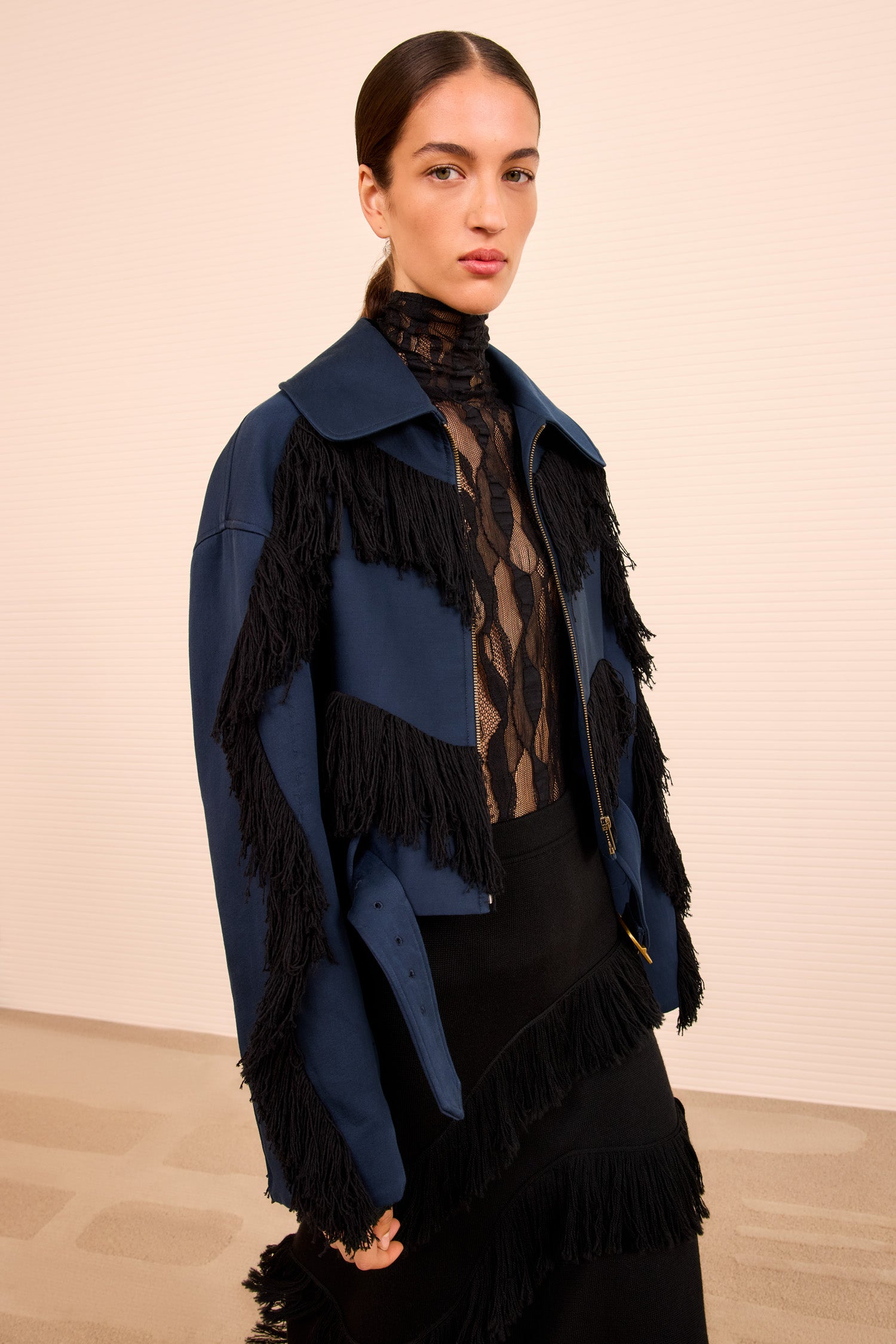 Raffela Cropped Fringe Jacket - Nuit