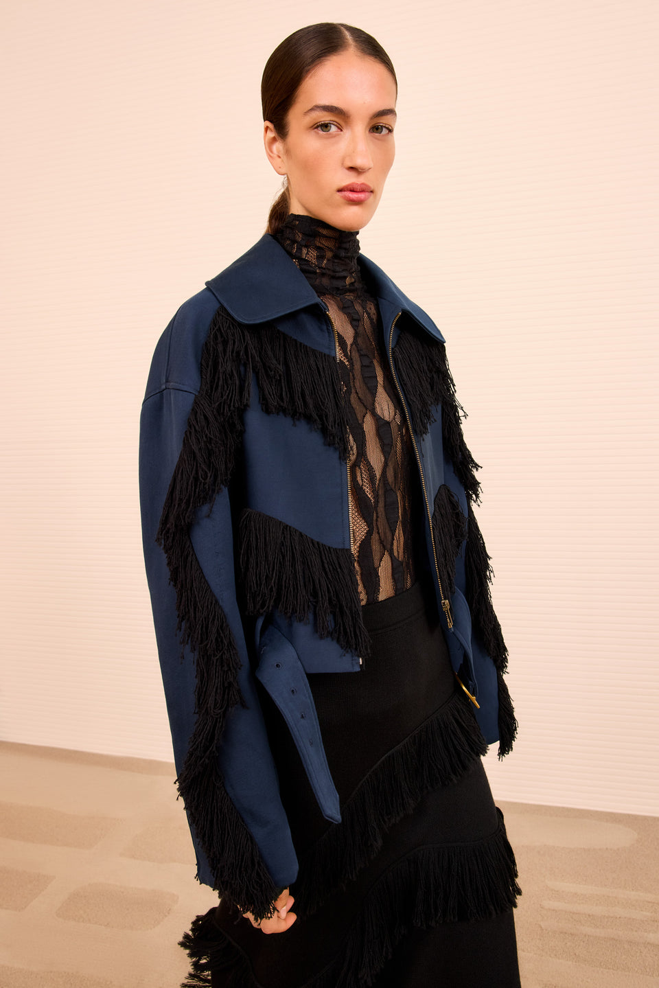 Raffela Cropped Fringe Jacket - Nuit