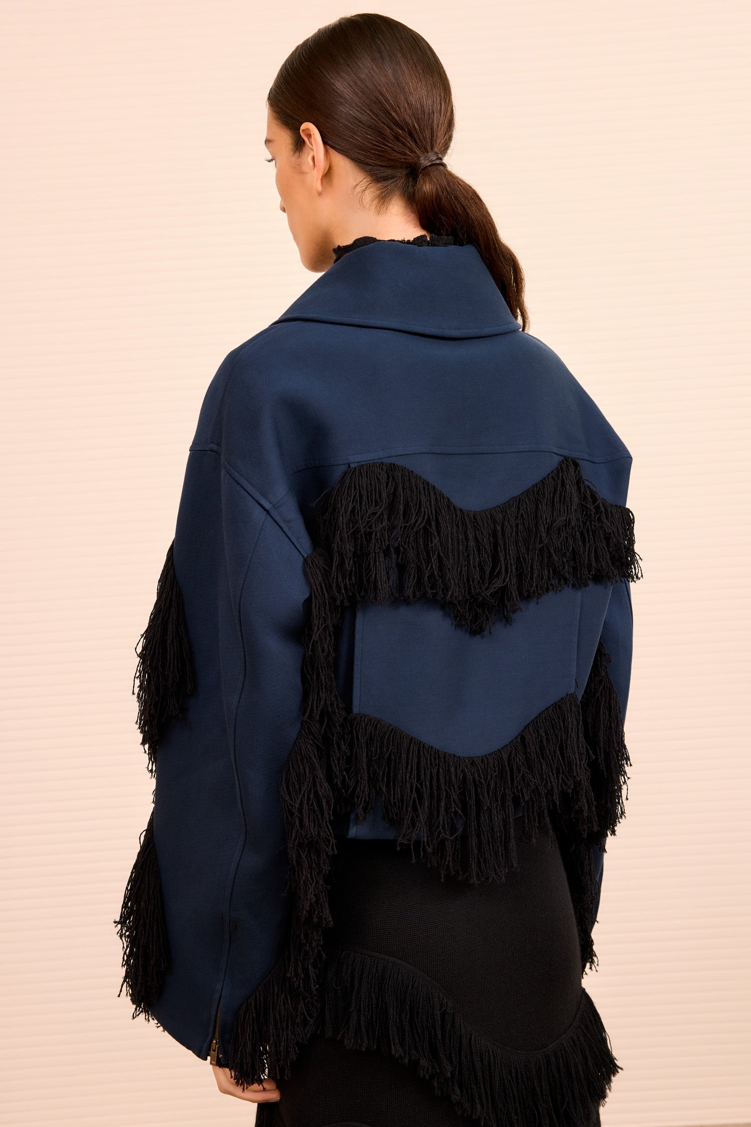 Ulla Johnson Raffela Cropped Fringe Jacket - Nuit