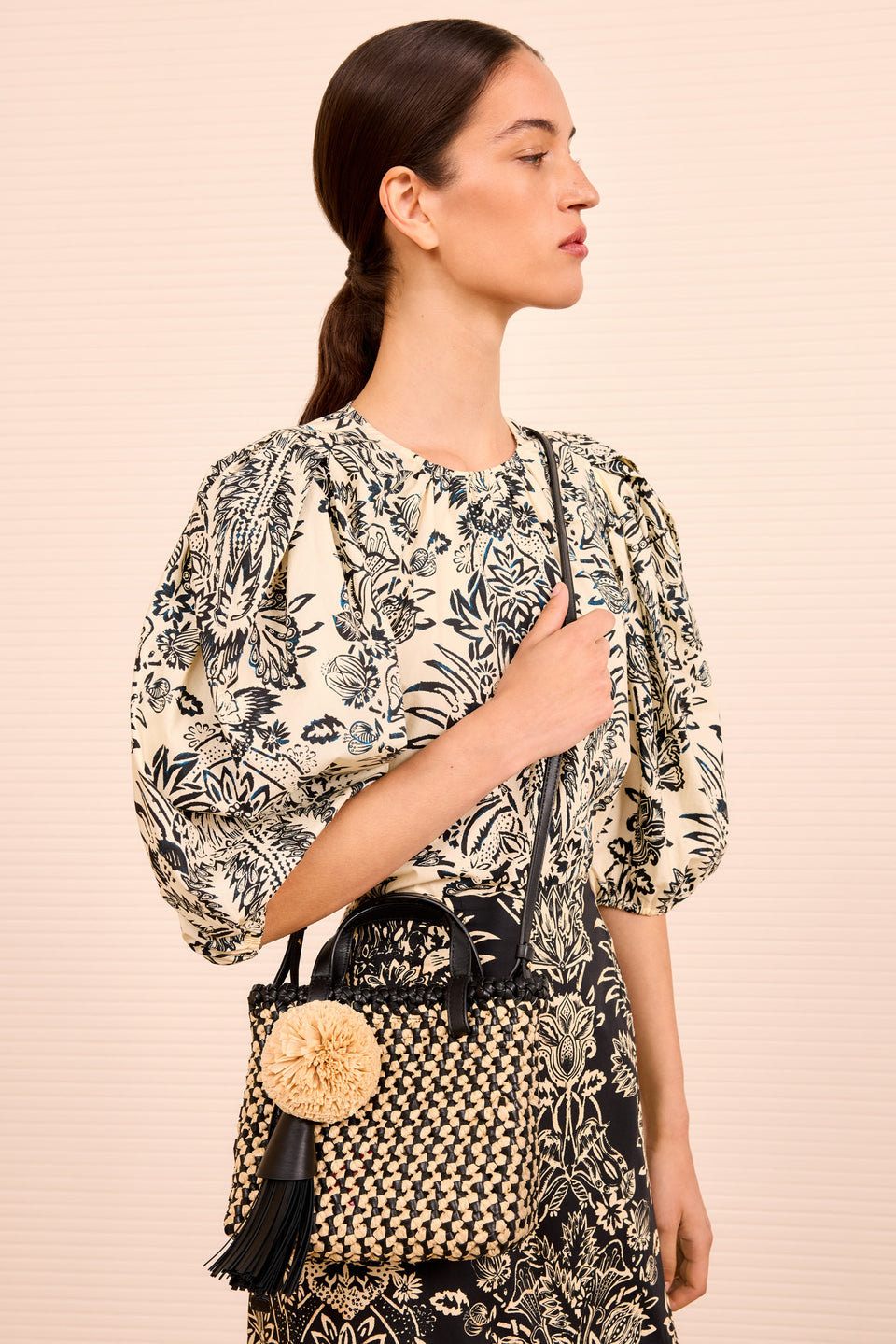 Raffia Mini Crossbody - Noir Natural