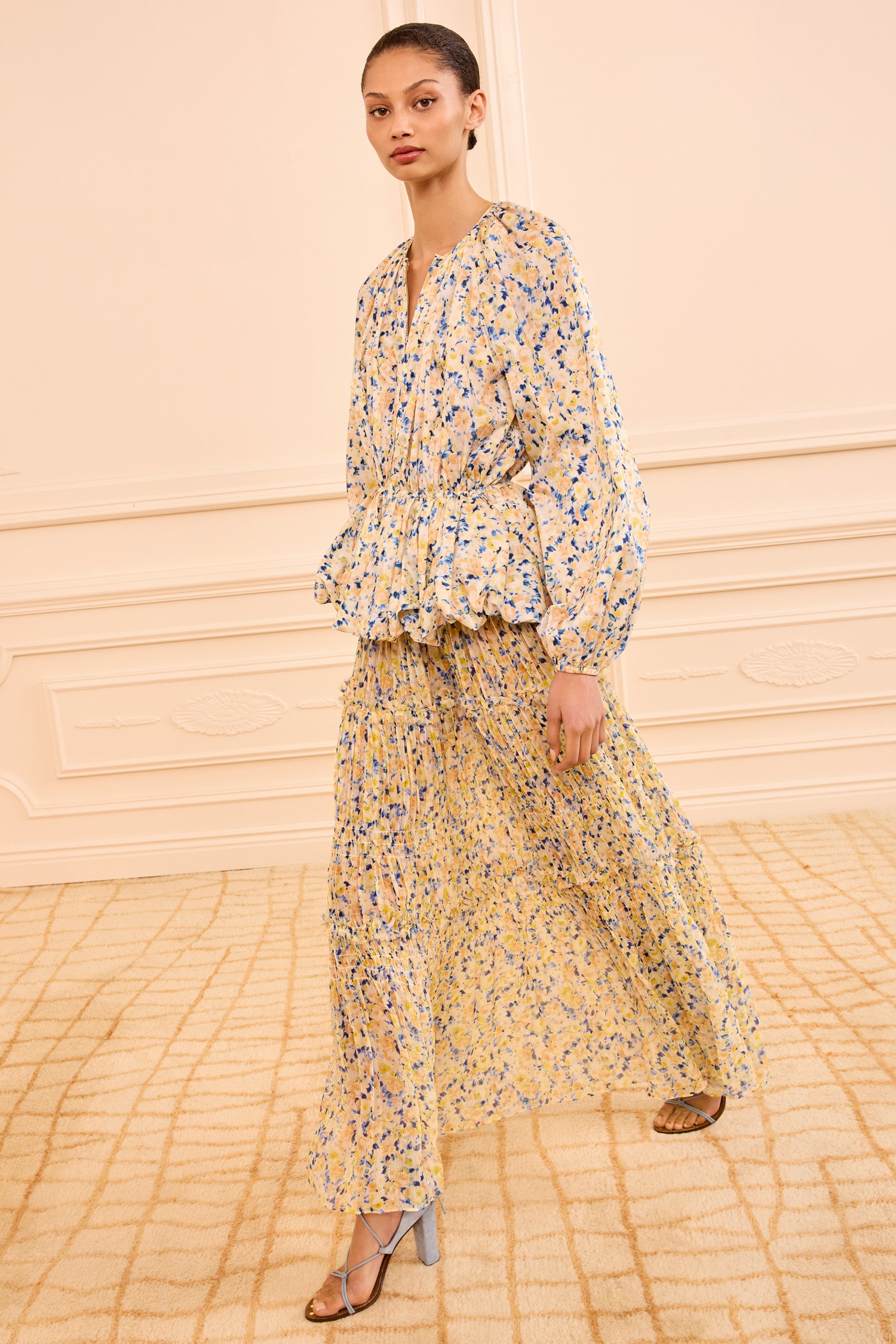 Rana Peplum Jacket - Daffodil Sheer Long Sleeve Collarless Jacket