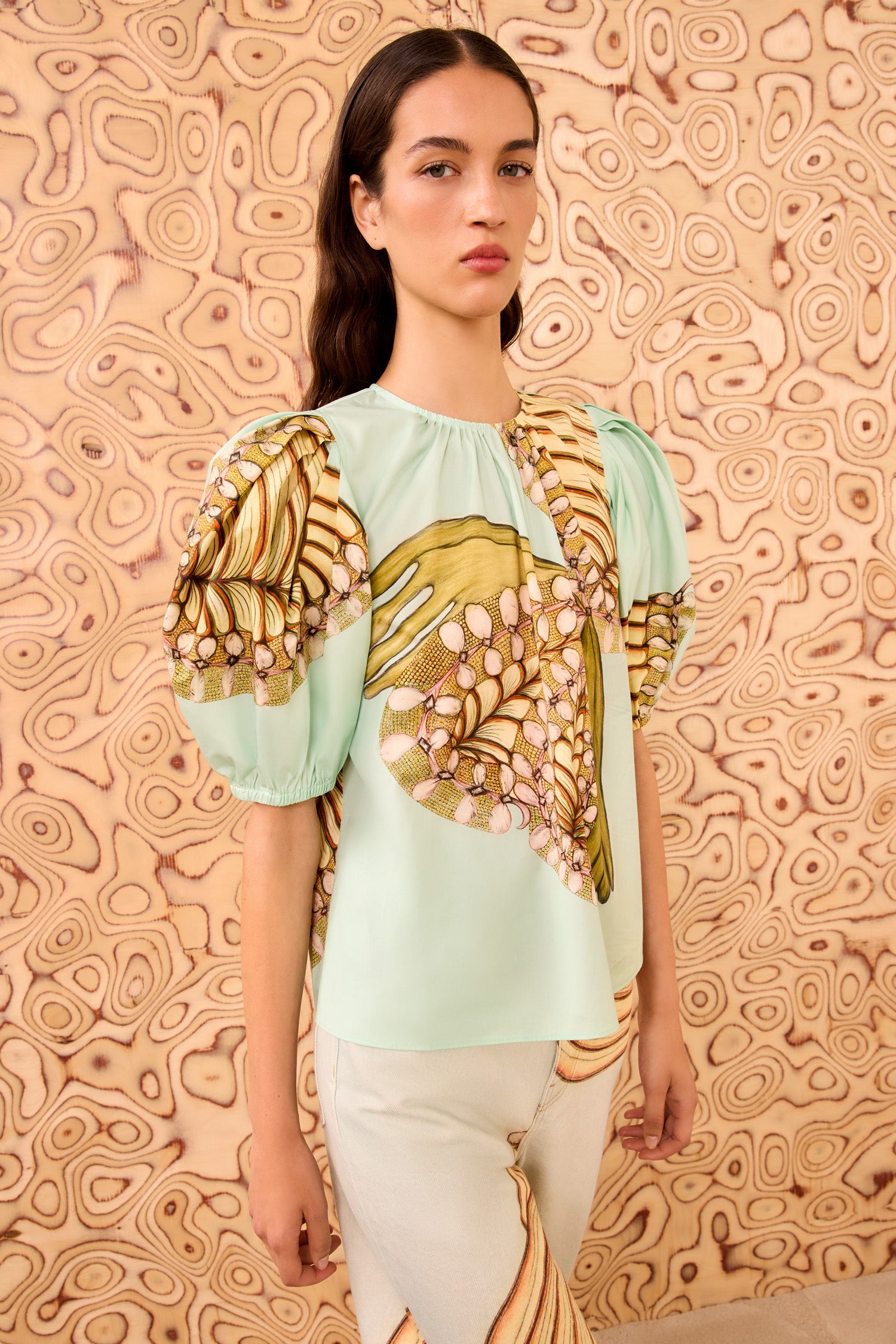 Ravena Puff Sleeve Top - Water Blossoms - Ulla Johnson